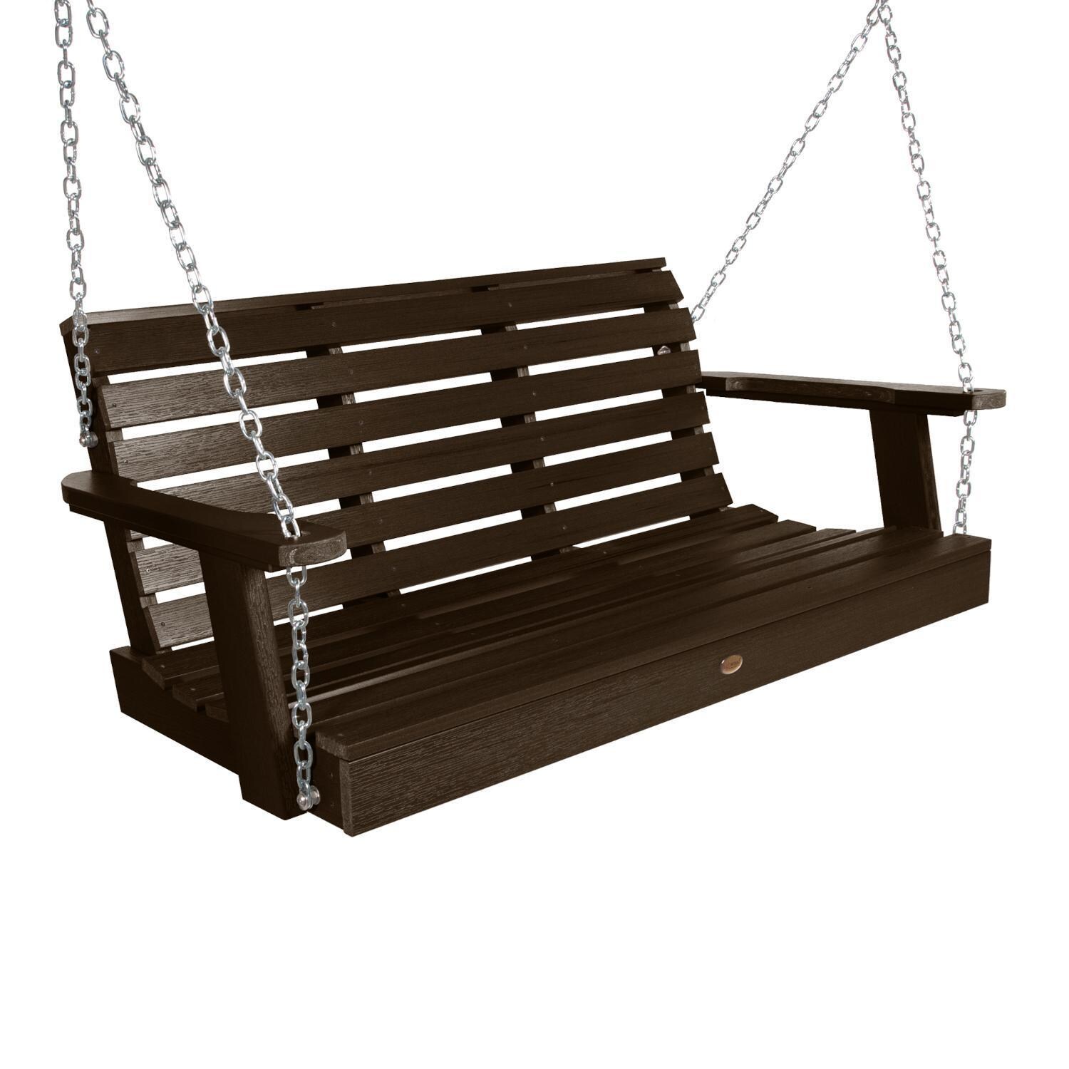 Lakeview Elm Pointe 4-Foot Porch Swing - Weathered Acorn - Angled View thumbnail