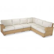 Leucadia 4 Piece Wicker Patio Sectional Set W/ Sunbrella Canvas Flax Cushions By Sunset West image