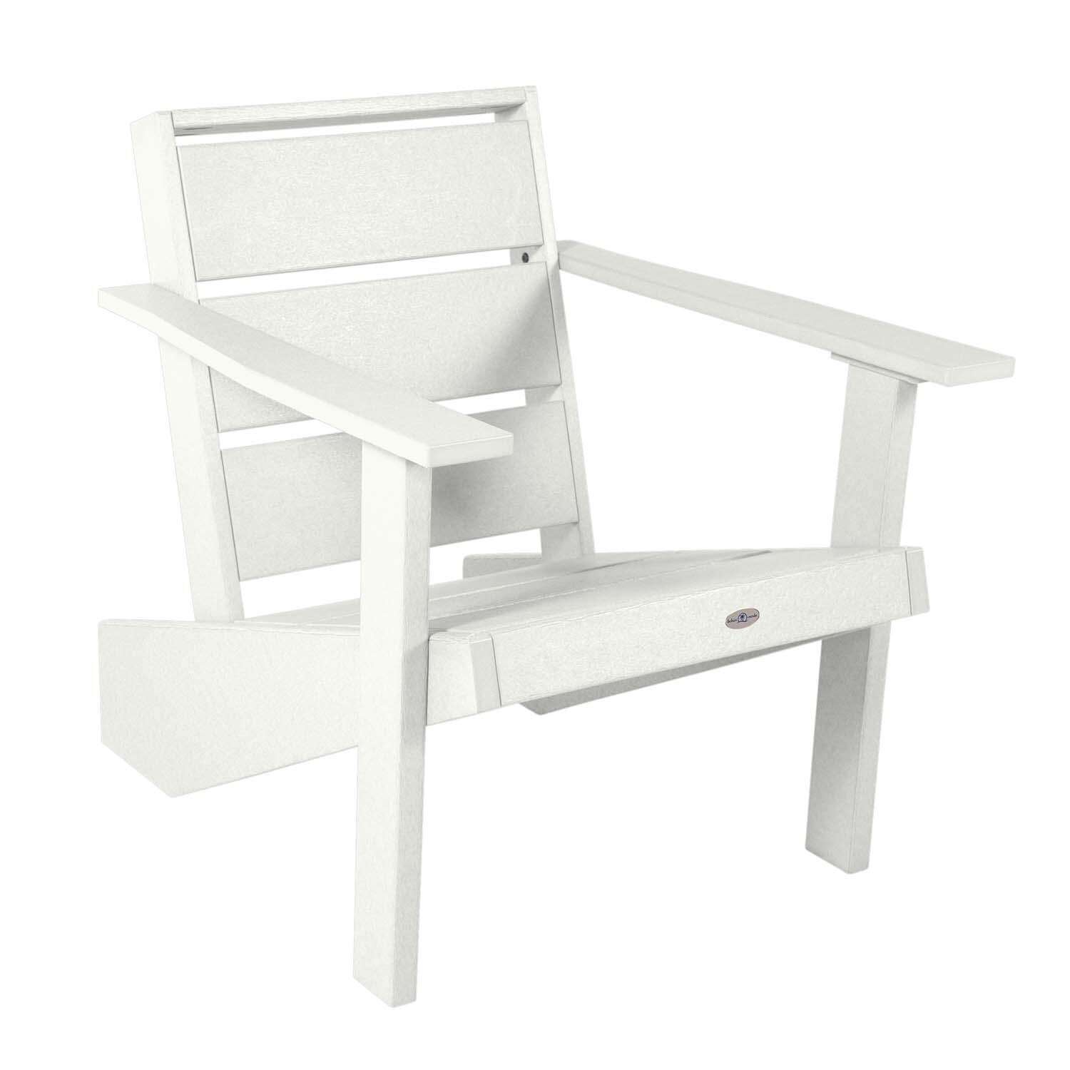 Hazel Cove Recycled Plastic Adirondack Chair in Coconut White by Lakeview Outdoor Designs - Angled View - White Background thumbnail