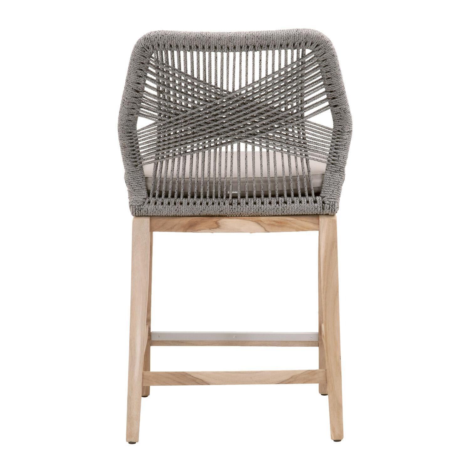 Lakeview Peninsula Way Woven Rope Counter Bar Stool in Platinum - Back View thumbnail