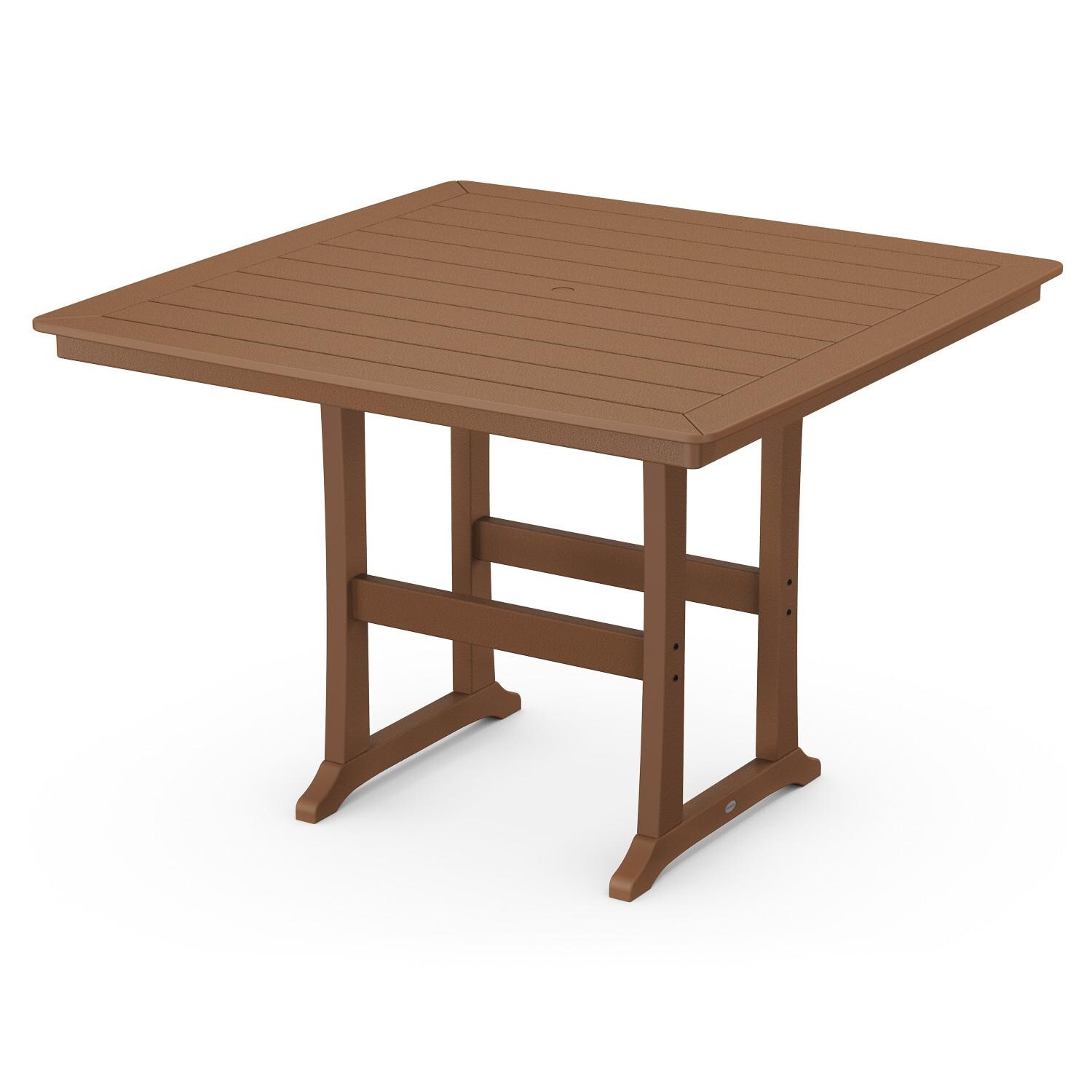 POLYWOOD Nautical Trestle 59-Inch Bar Table - Teak