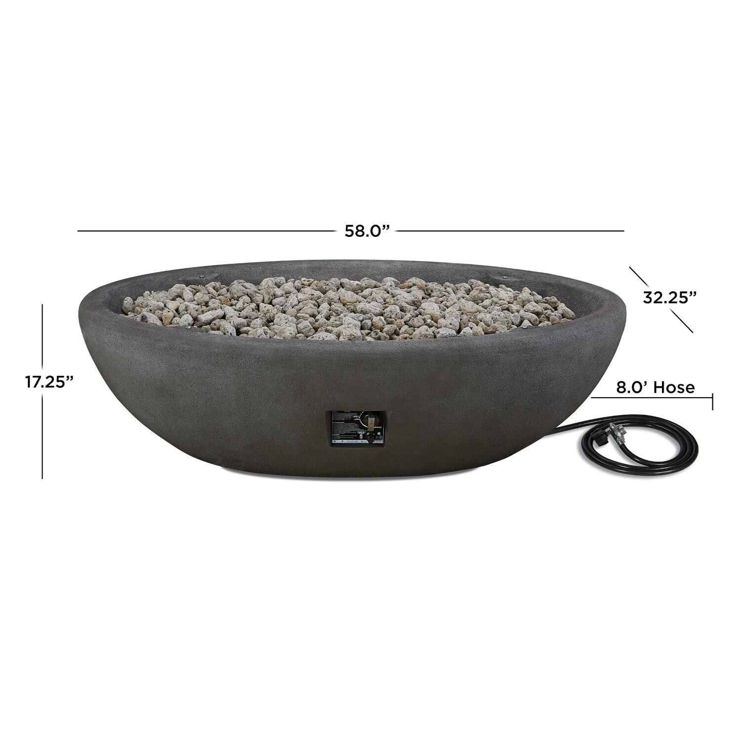 Lakeview Outdoor Designs SC-592NG-SHL Creekwood 58-Inch Oval Natural Gas Fire Bowl - Dimensions thumbnail