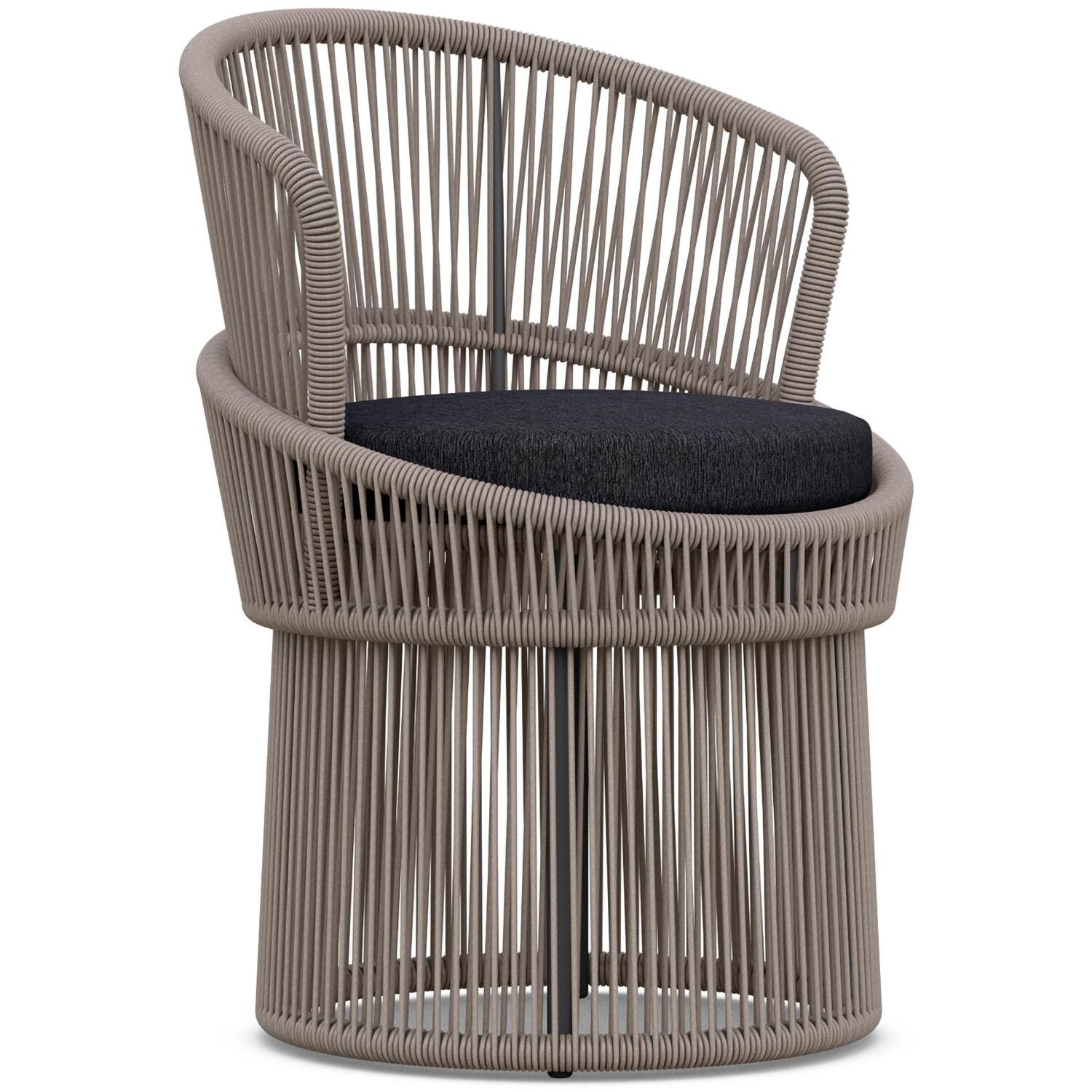 Azzurro Living Palma Woven Rope Dining Chair in Mocha/Midnight - Angled - White Background thumbnail