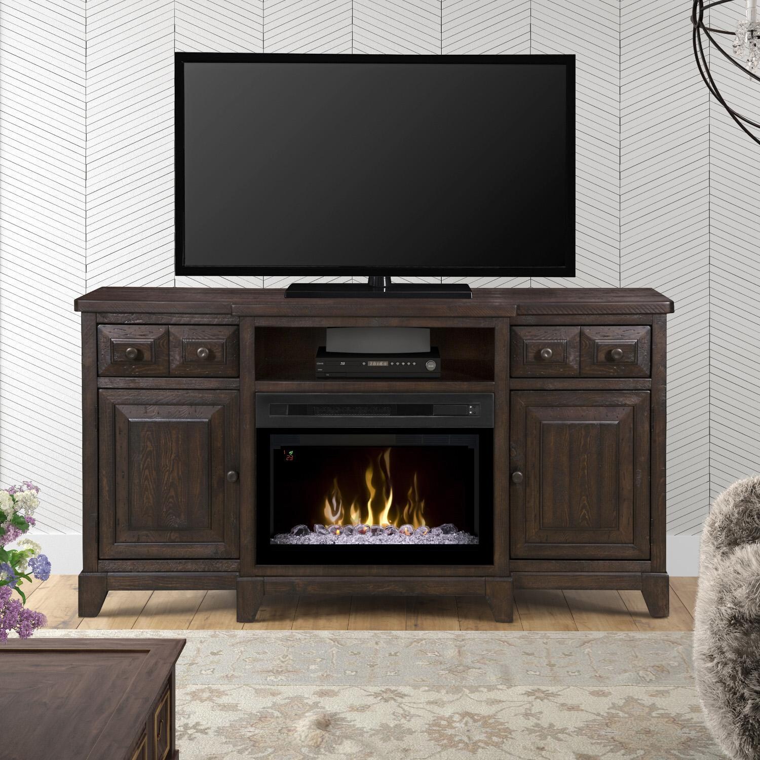 Dimplex Multi-Fire XD Heinrich 66-Inch Electric Fireplace Media Console - Acrylic Ice Embers - Wentworth Brown - GDS25GD-1863WR