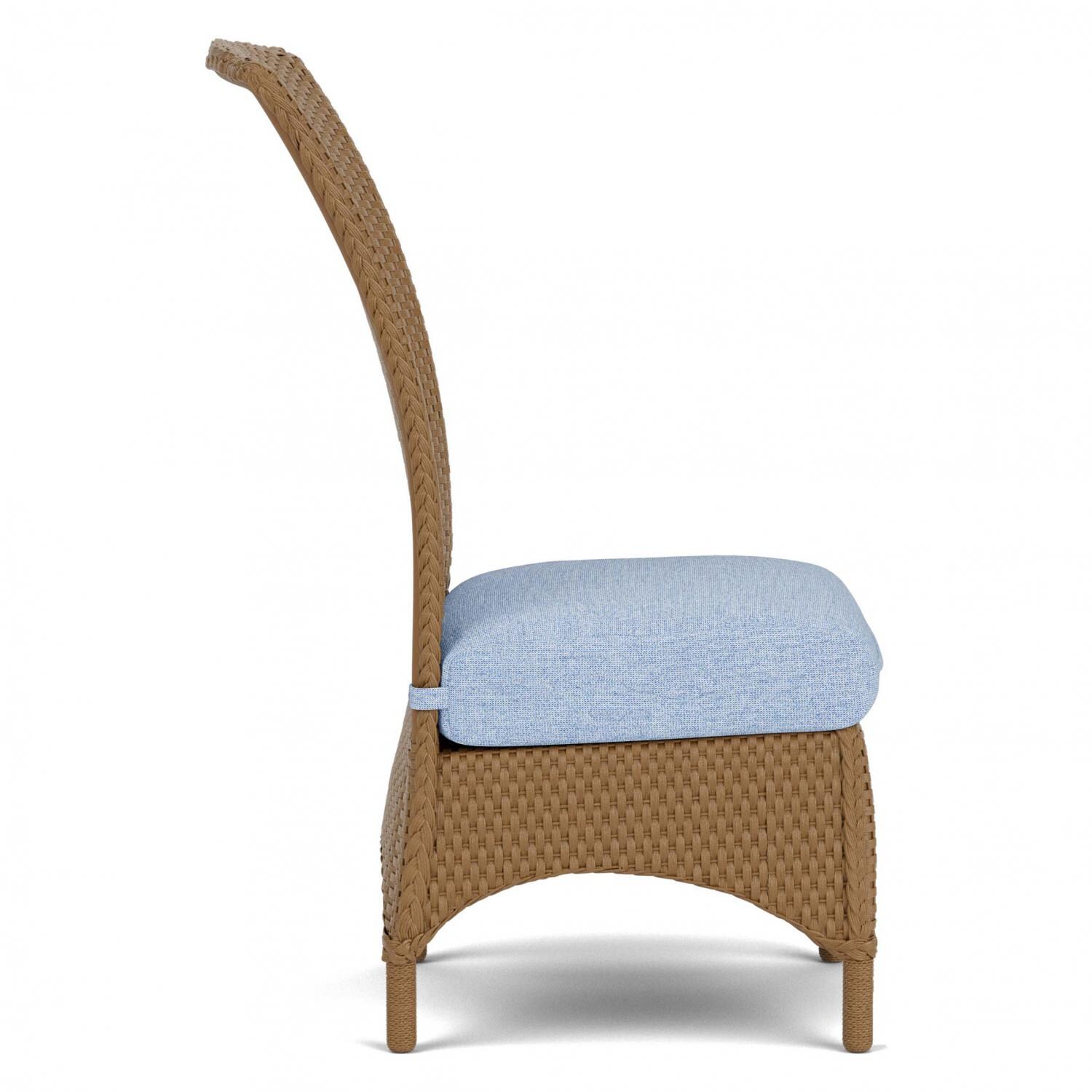 Lloyd Flanders Mandalay Armless Dining Chair in Hickory Finish with Remy Cloud Fabric - Side thumbnail