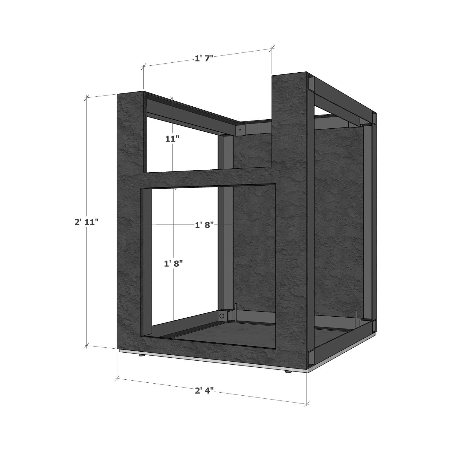 Side Burner 28W X 35H Adjustable Easy Outdoor Kitchen Frame Kit