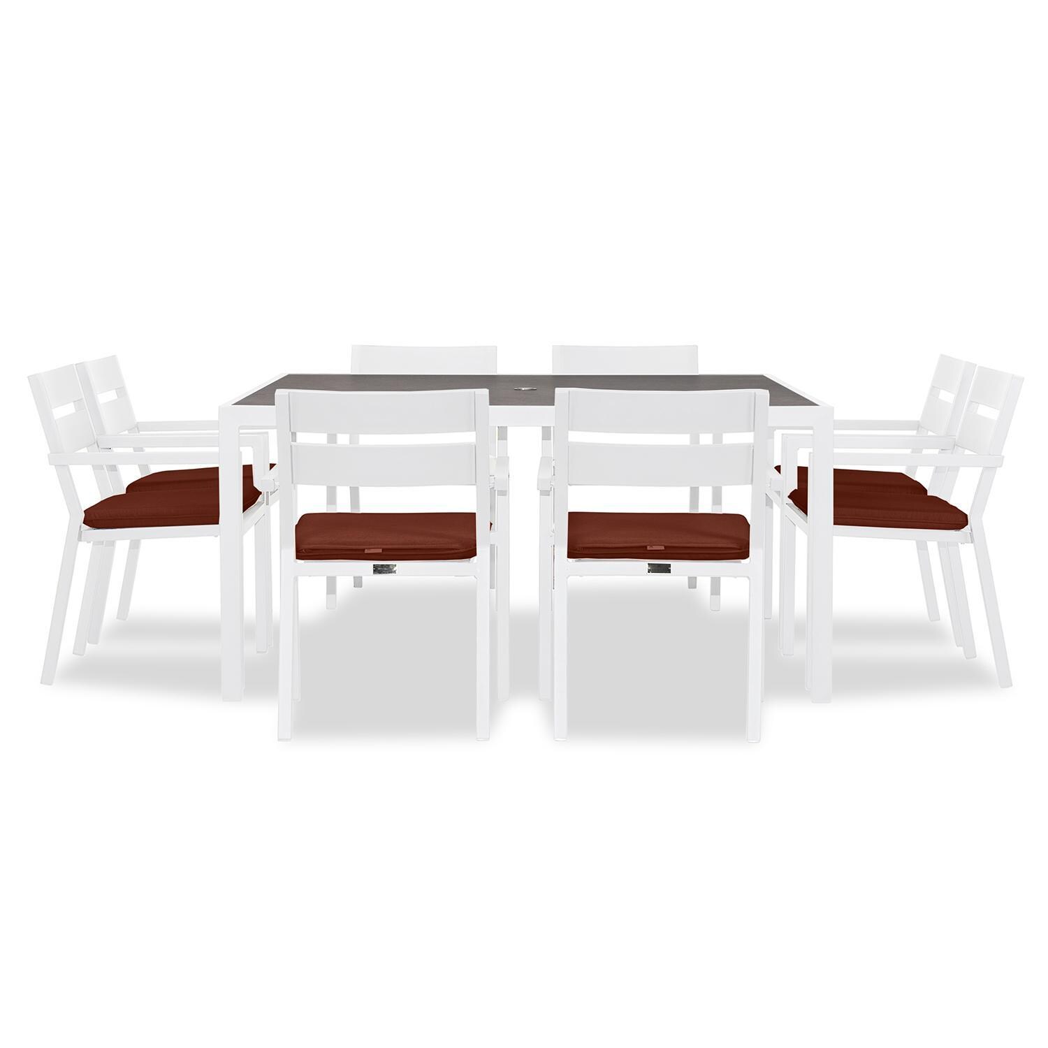 Calm Bay 9 Pc Square Dining Set in White/Canvas Henna by Lakeview - White Background 3 thumbnail