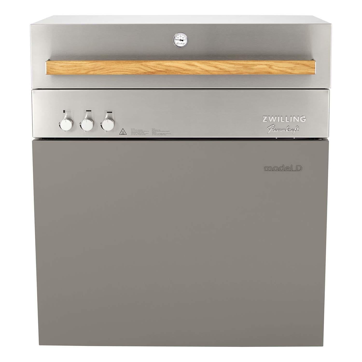 Flammkraft 1029541 Model D Propane Gas Grill - Taupe - w/ Hood Closed - White Background thumbnail