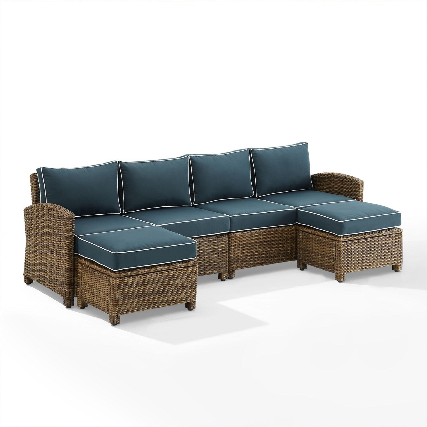 Ultimate Patio UP-92420WB-NV 4Pc Wicker Outdoor Sectional Patio Furniture Set in Navy - Display - White Background thumbnail