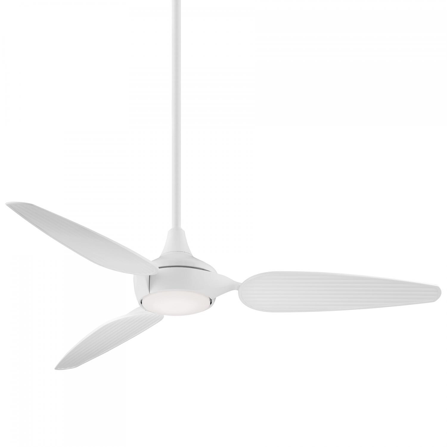 Minka-Aire F675L-WHF Seacrest 60-Inch 3-Blade LED Ceiling Fan in Flat White Finish w/ Flat White Blades & Etched Glass - Side View thumbnail