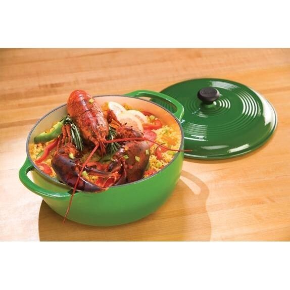 Lodge Dutch Ovens 6 Quart Island Spice Cast Iron Enamel Dutch Oven, Gradated Green In Use thumbnail