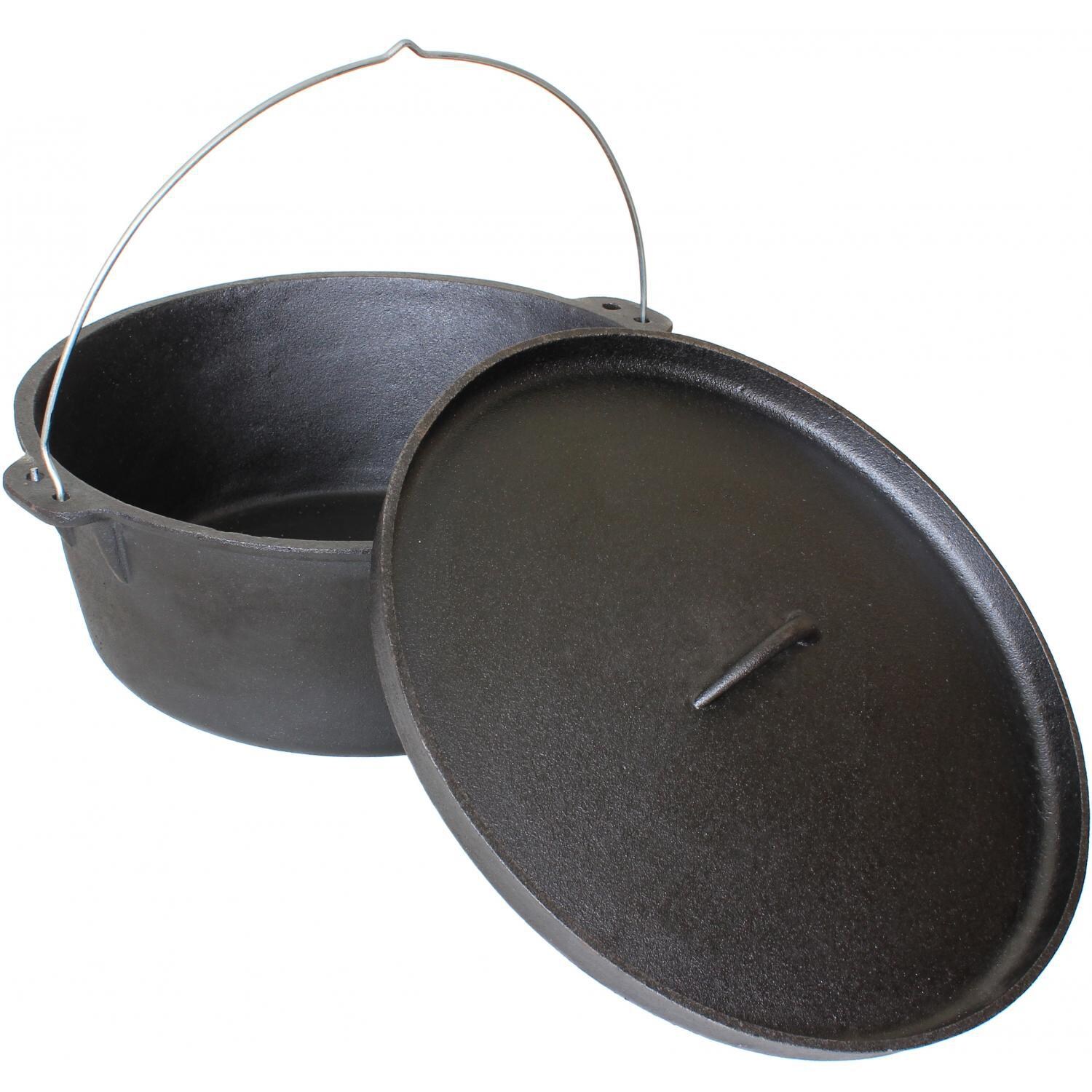 Cajun Cookware 16-Quart Seasoned Cast Iron Camp Pot With Legs - Open View thumbnail