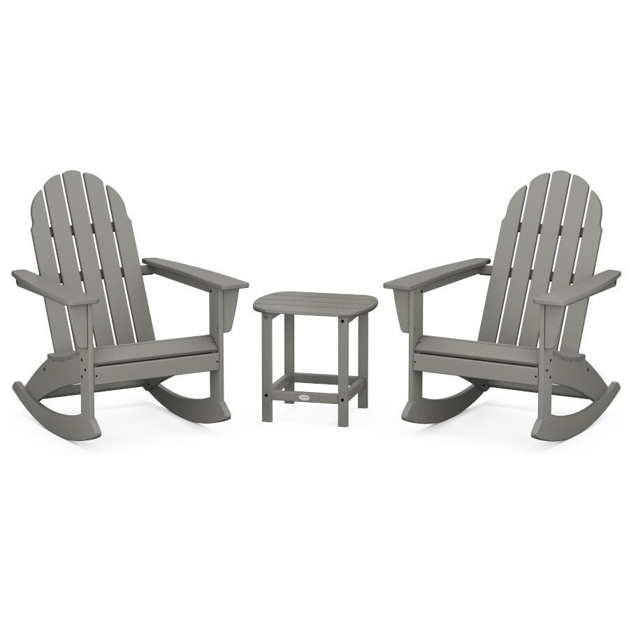 POLYWOOD PWS711-1-GY Vineyard 3-Piece Adirondack Rocking Chair Set with South Beach 18-Inch Side Table in Slate Grey thumbnail