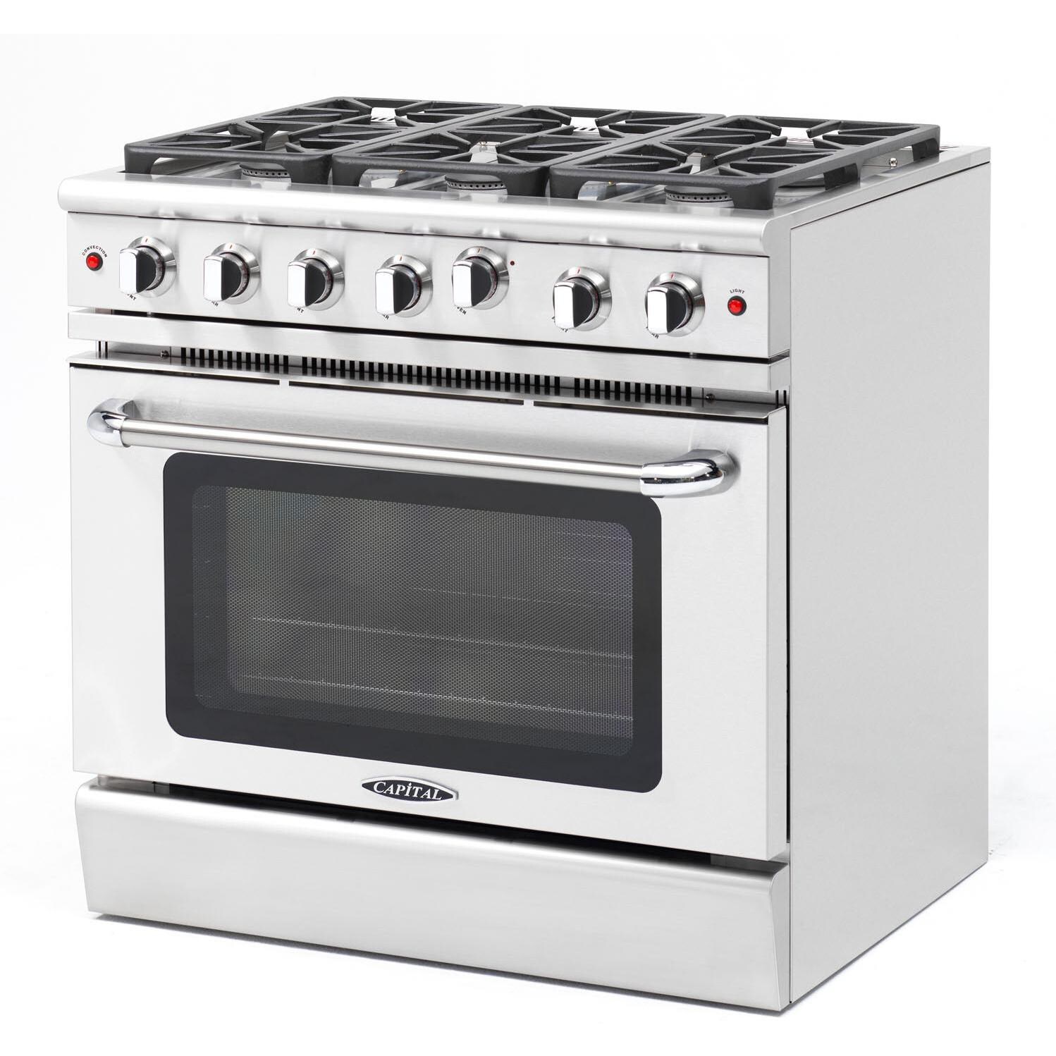 Capital Precision II 36-Inch 6-Burner Natural Gas Range - Angle View thumbnail
