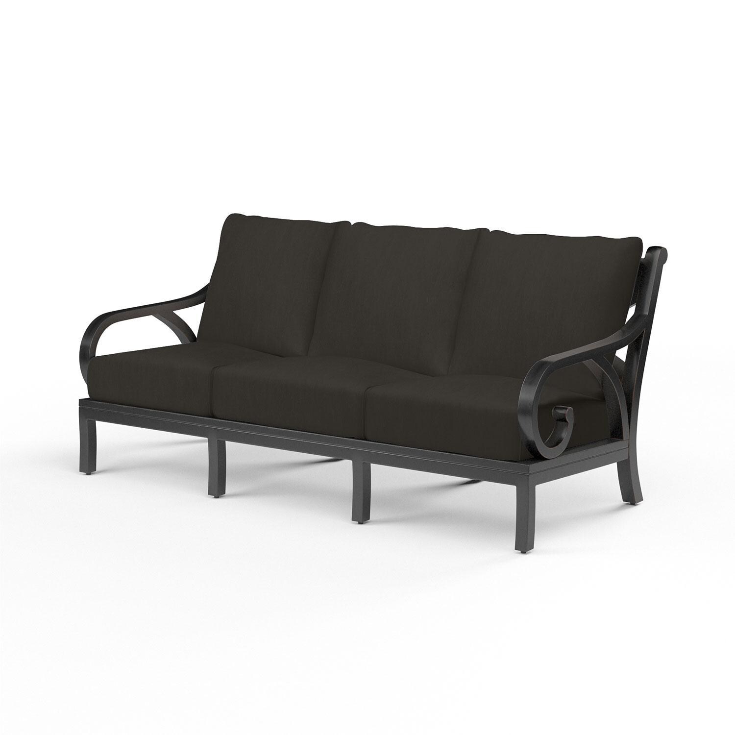 Monterey 3 Person Aluminum Patio Sofa in Spectrum Carbon w/ Self Welt By Sunset West - Display - White Background thumbnail