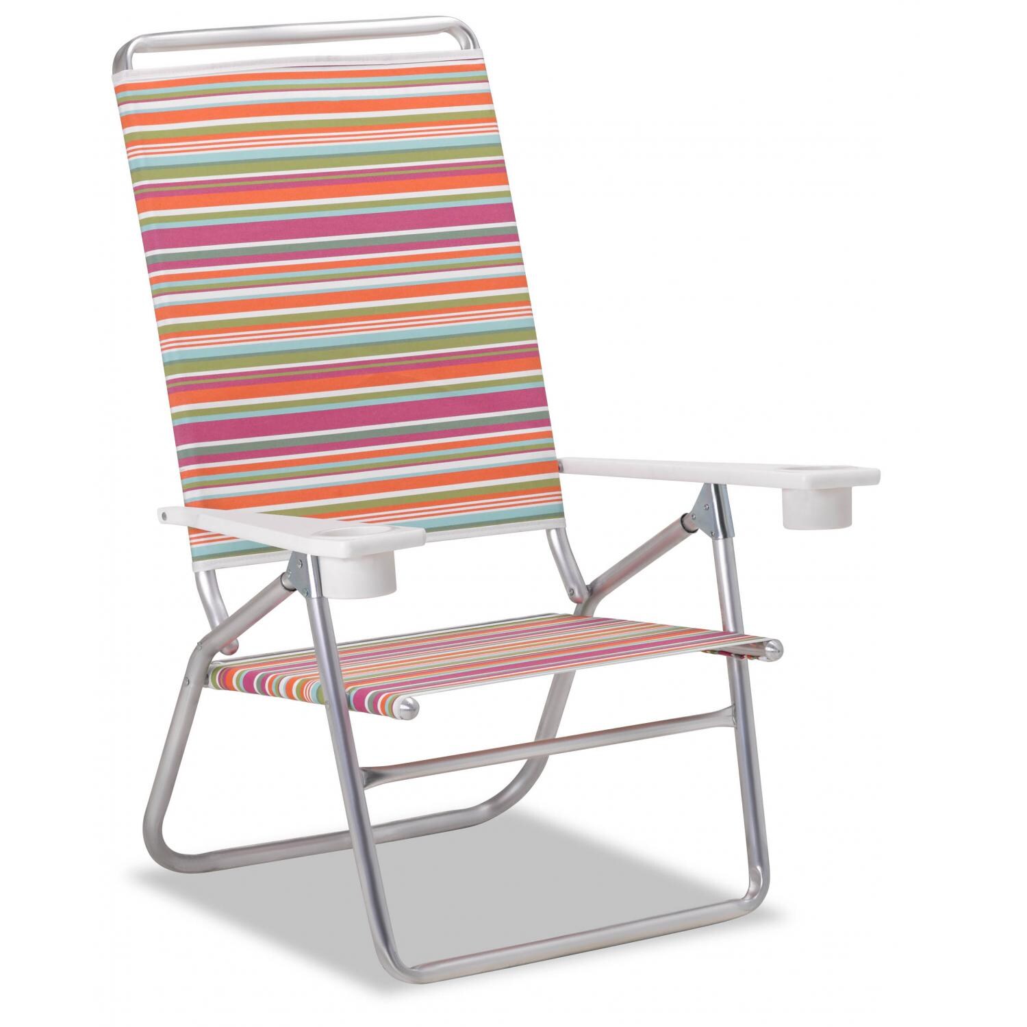 Light N Easy High Boy Folding Aluminum Beach Chair With Cupholders By Telescope Casual - Malibu