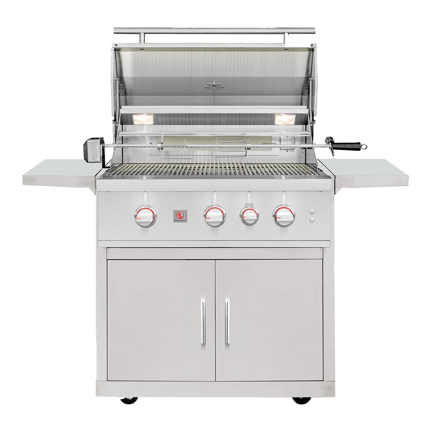 Summerset TRL Pro 32-in 3 Burner Freestanding Propane Grill w/ Rear Infrared Burner & Rotisserie Kit - Open - White Background thumbnail