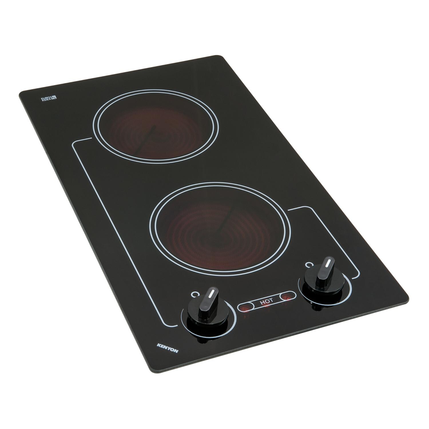 Kenyon B41601 120V Caribbean Trimline Built-In Electric Two Burner Cooktop - Angled View thumbnail