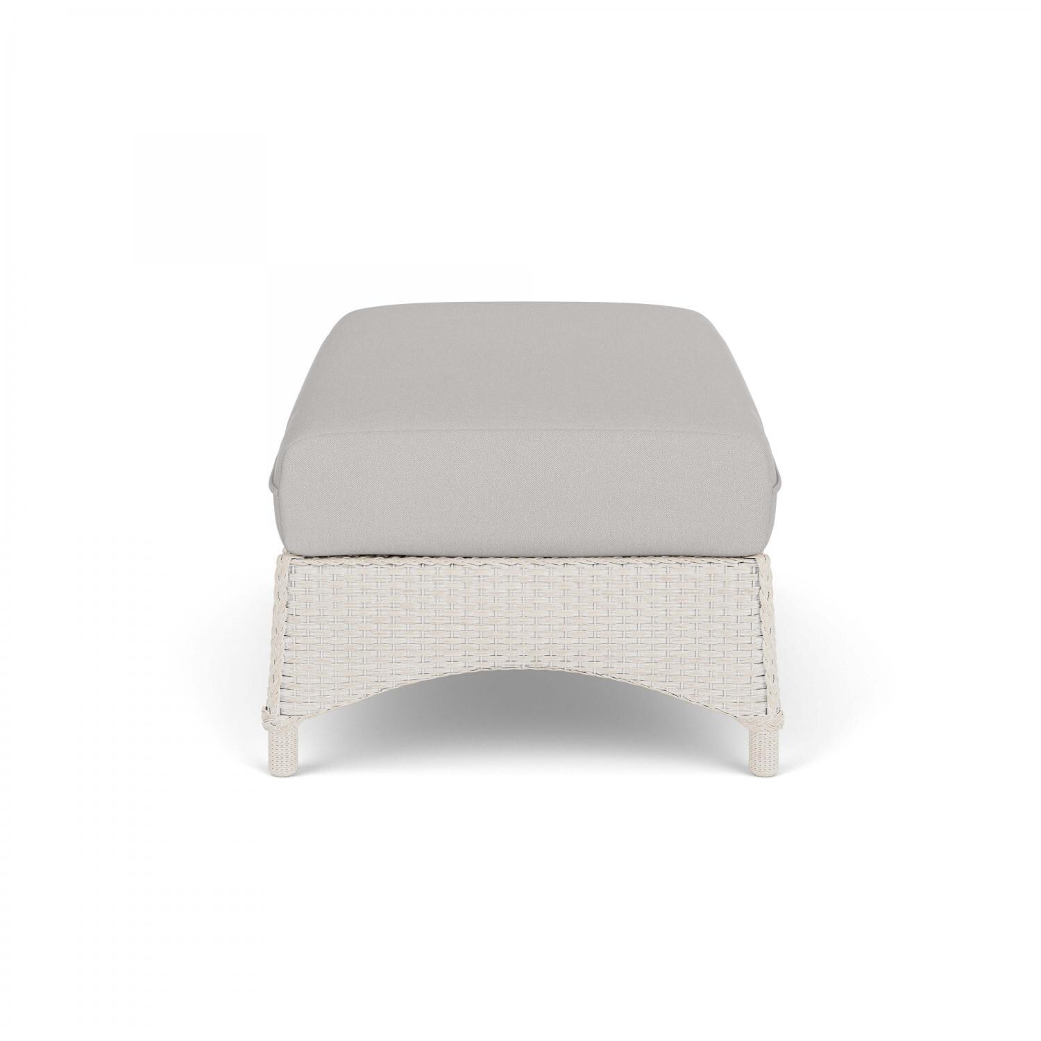 Lloyd Flanders Mandalay Large Ottoman in Antique White Finish with Tundra Dove Fabric - Side thumbnail