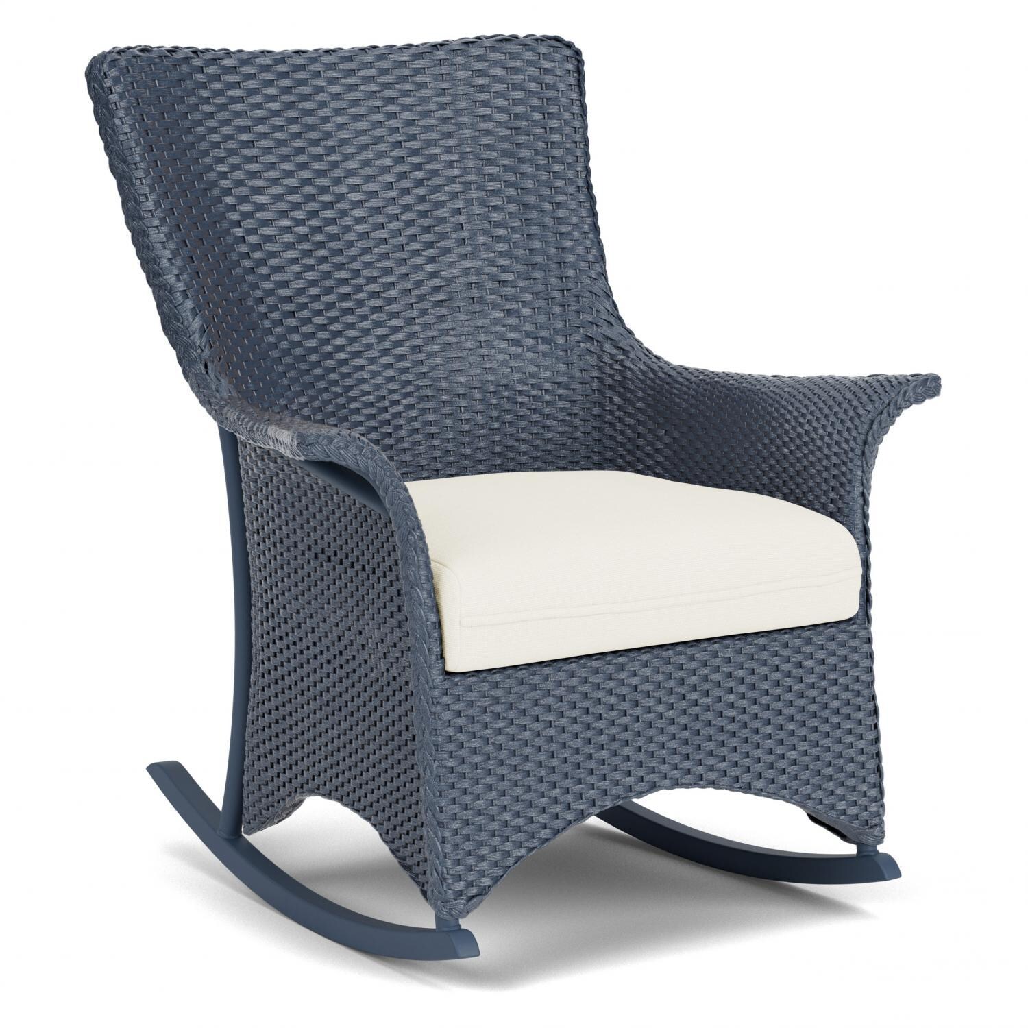 Lloyd Flanders Mandalay Porch Rocker in Denim Blue Finish with Sailcloth Salt Fabric - Angled thumbnail