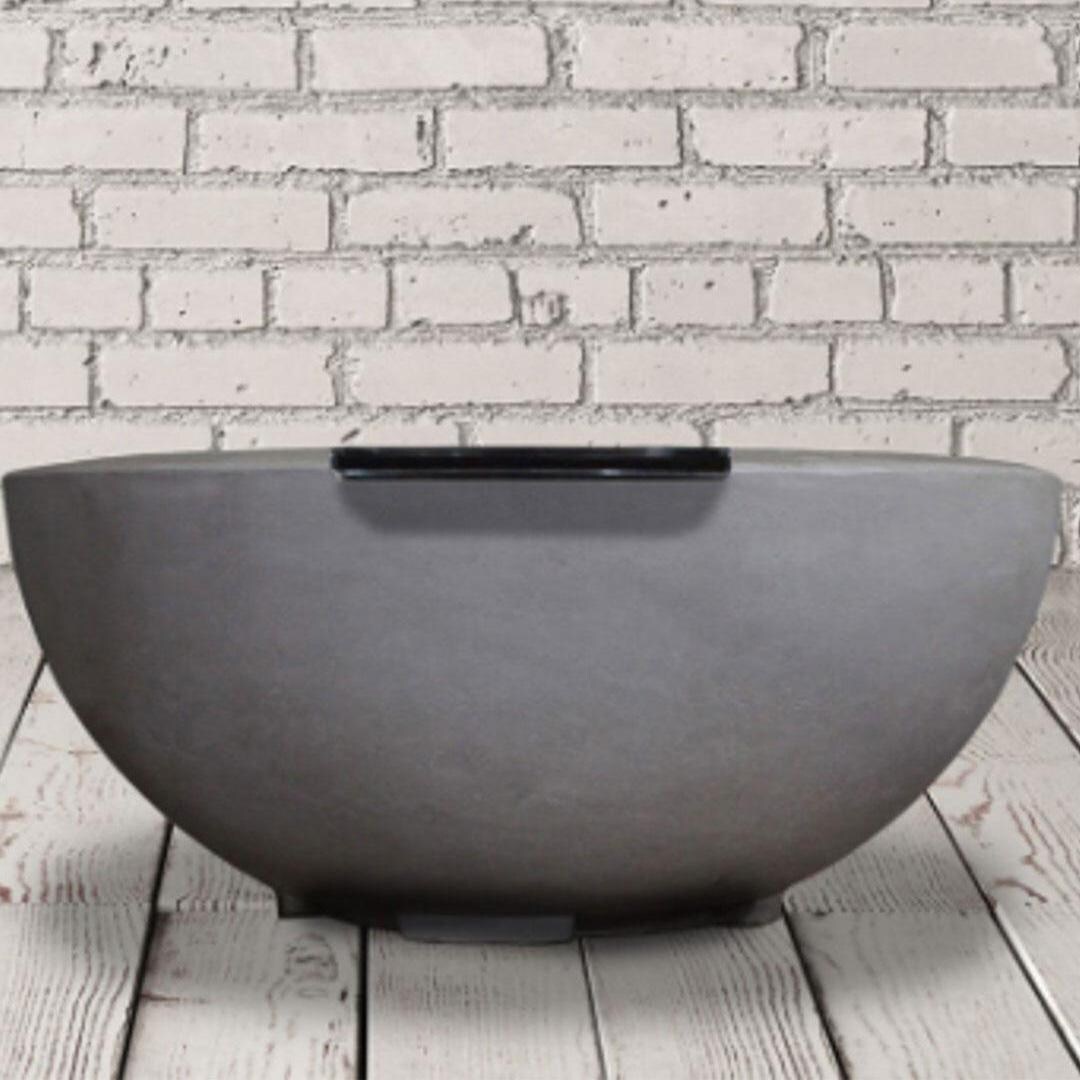 Valley Bay 29 Inch Round Glass Fiber Reinforced Concrete Natural Gas w/ Electronic Ignition Fire & Water Bowl in Gray by Lakeview Outdoor Designs - White Background thumbnail