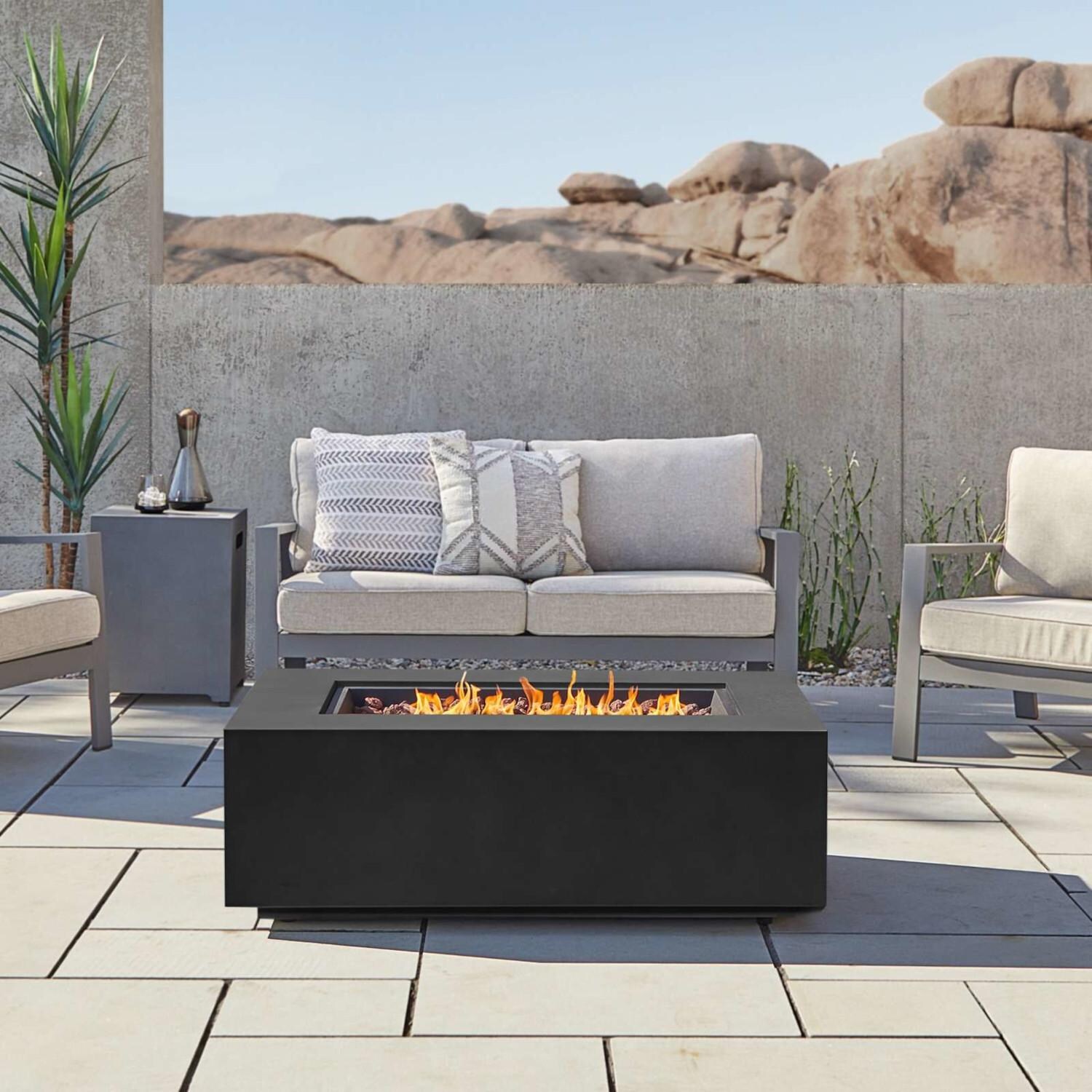 Lakeview SCC9813LPBLK Elysian 50-Inch Rectangle Propane Fire Table w/ NG Conversion Kit - Black thumbnail