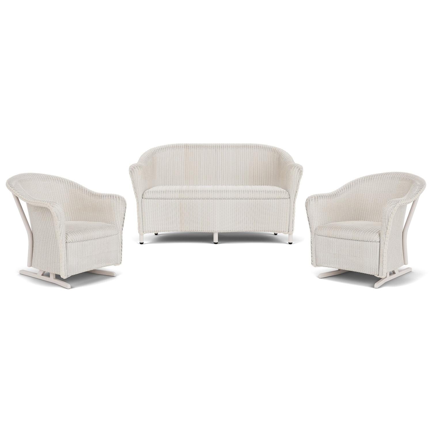 Lloyd Flanders Reflections 3-Piece Seating Set W/ Spring Rockers in Antique White Finish thumbnail