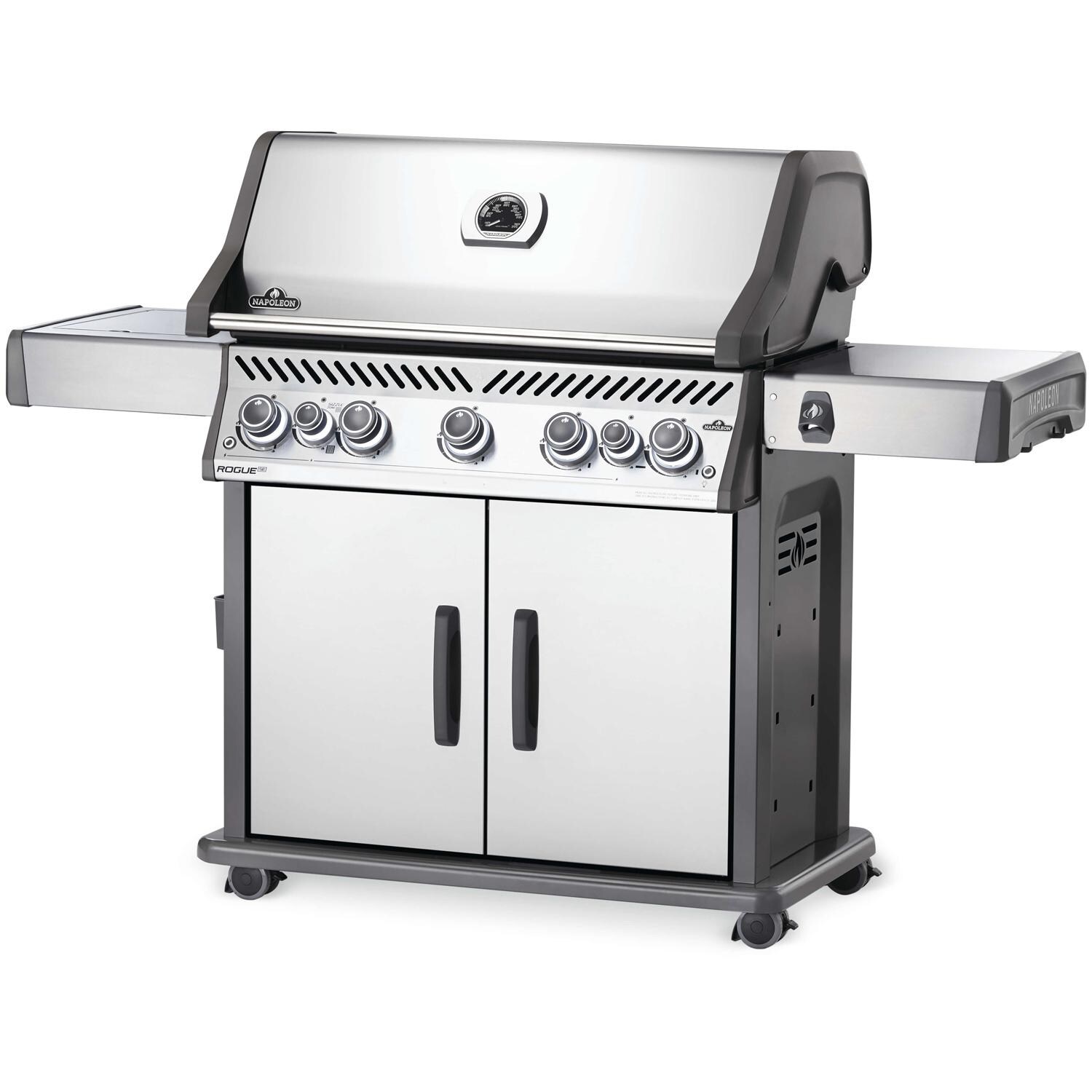 Napoleon RSE625RSIBPSS-1 Rogue SE 625 RSIB Propane Gas Grill with Infrared Rear Burner and Infrared Side Burner - Stainless Steel - Right Side Angled View thumbnail