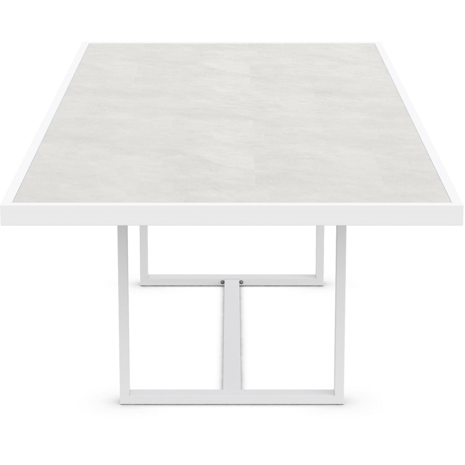 Azzurro Living Pavia 96 Inch White Aluminum Dining Table W/ Helena Dekton Top - Side - White Background thumbnail