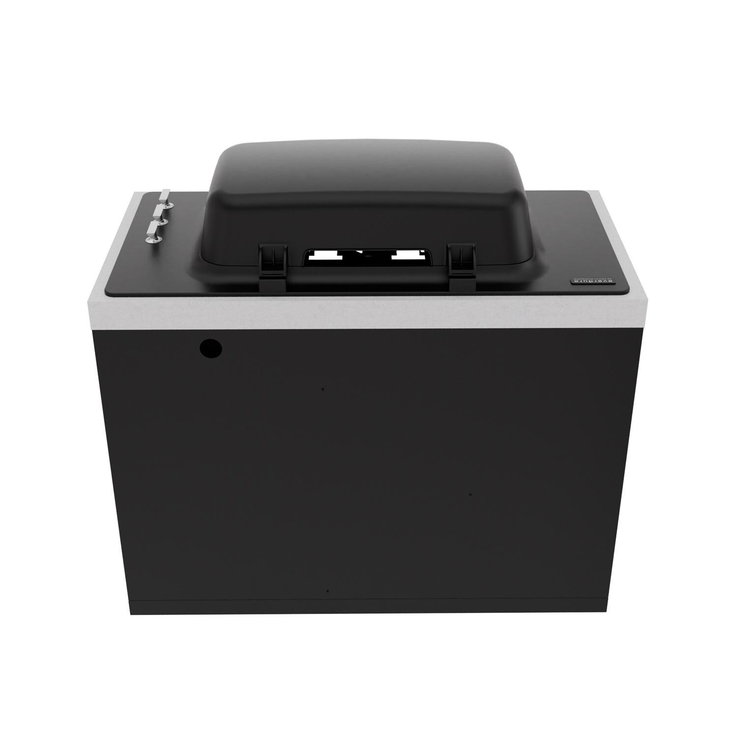 Everdure 6 1/2 Ft Outdoor Kitchen Island w/ Marine Grade Aluminum Cabinets in Black - Grill Module Back - White Background thumbnail