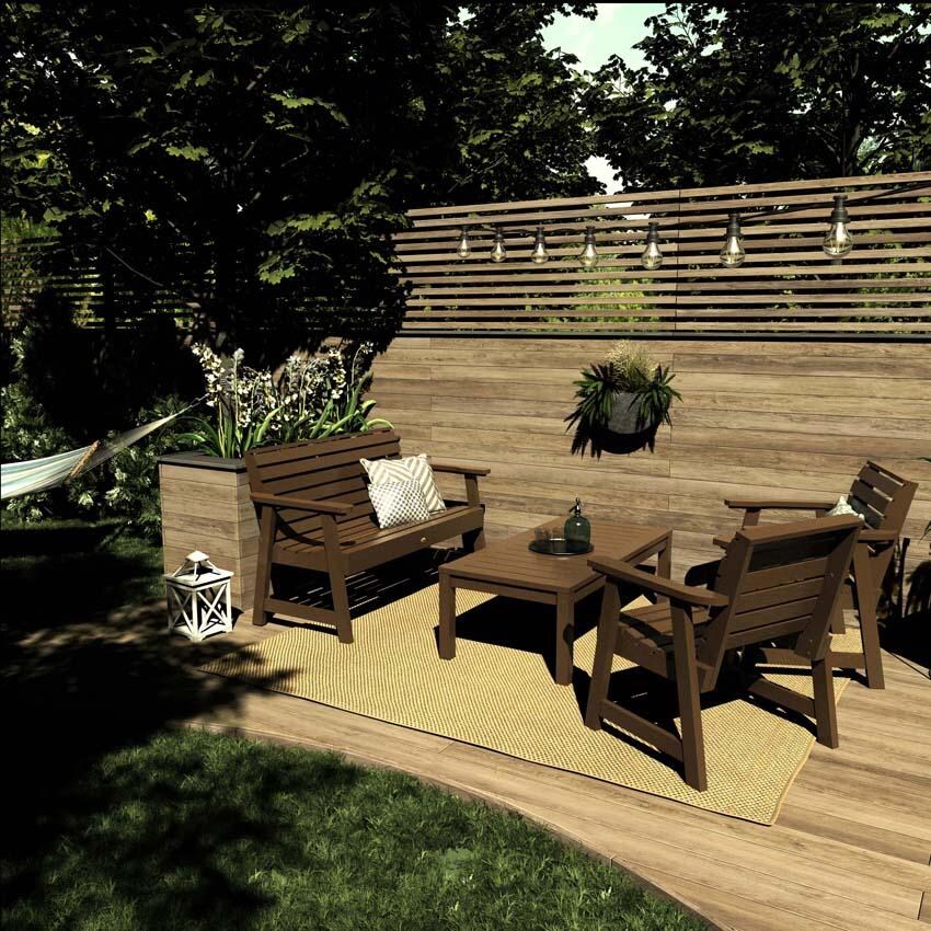Elm Pointe 4 Pc Set Polyresin Seating Set in Weathered Acorn By Lakeview Outdoor Designs - Lifestyle thumbnail