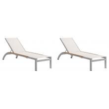 Argento 2 Piece Aluminum Patio Chaise Lounge Set W/ Tekwood Natural Side Rails By Oxford Garden - Natural Sling