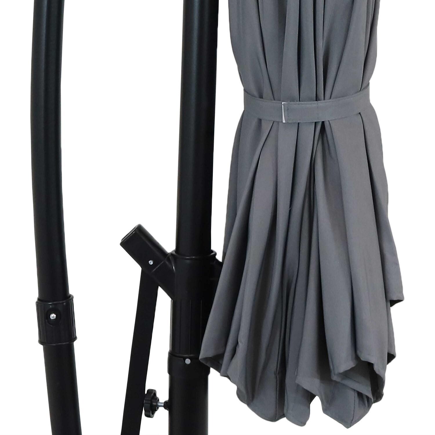 Ultimate Patio 10 Ft. Solar Lighted Patio Cantilever W/ Crank - Smoke - Canopy Strap thumbnail