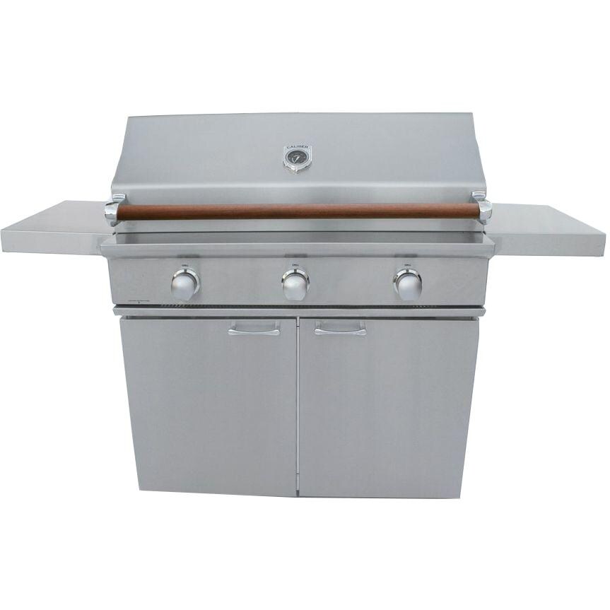 Caliber CrossFlame Silver 41-Inch Propane Gas Grill On Cart With Sear Burner - Wood Handle thumbnail