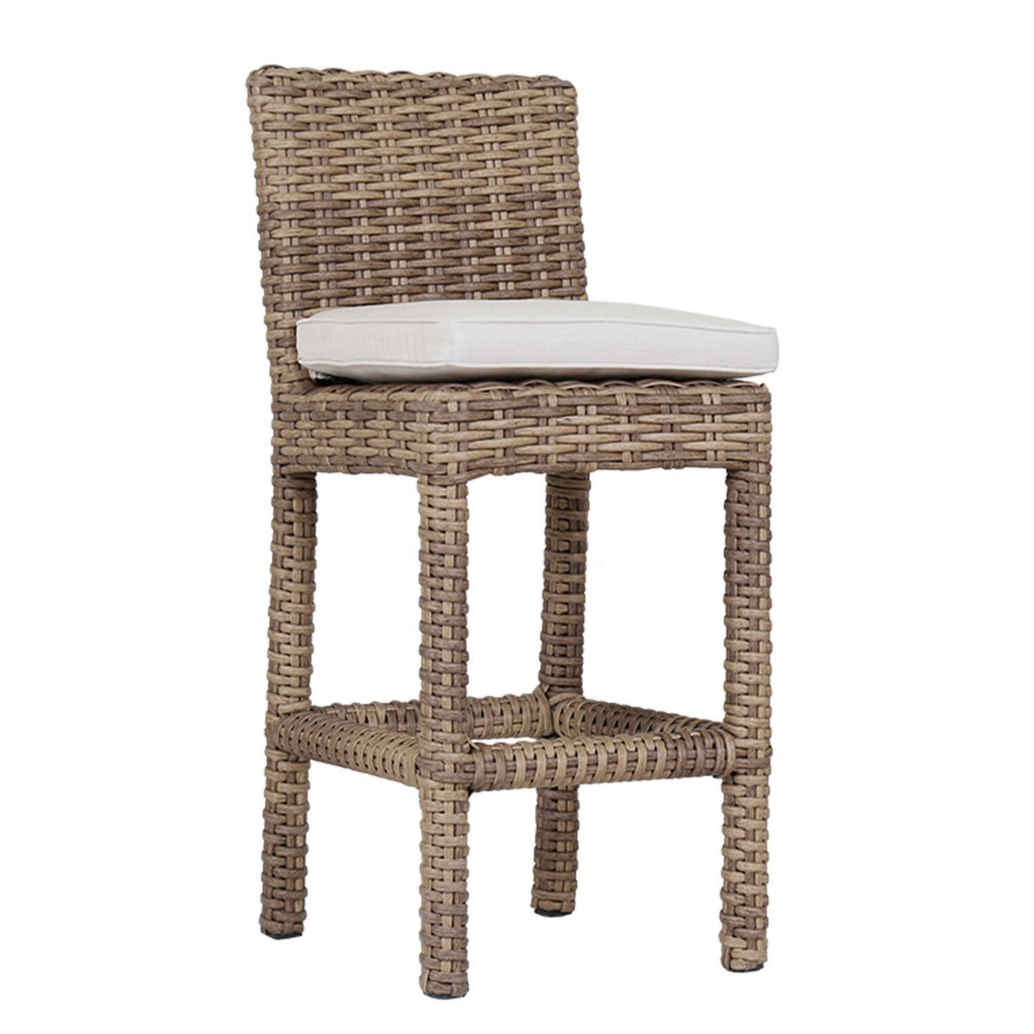 Sunset West - 1701-7C-5492 - Havana Resin Wicker Patio Counter Stool W/ Sunbrella Canvas Flax Cushions thumbnail
