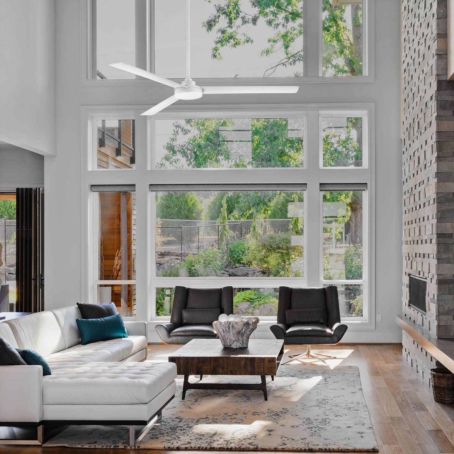 Minka-Aire F624-WHF Roto XL 62-Inch 3-Blade Ceiling Fan in Flat White Finish w/ Flat White Blades - Lifestyle thumbnail