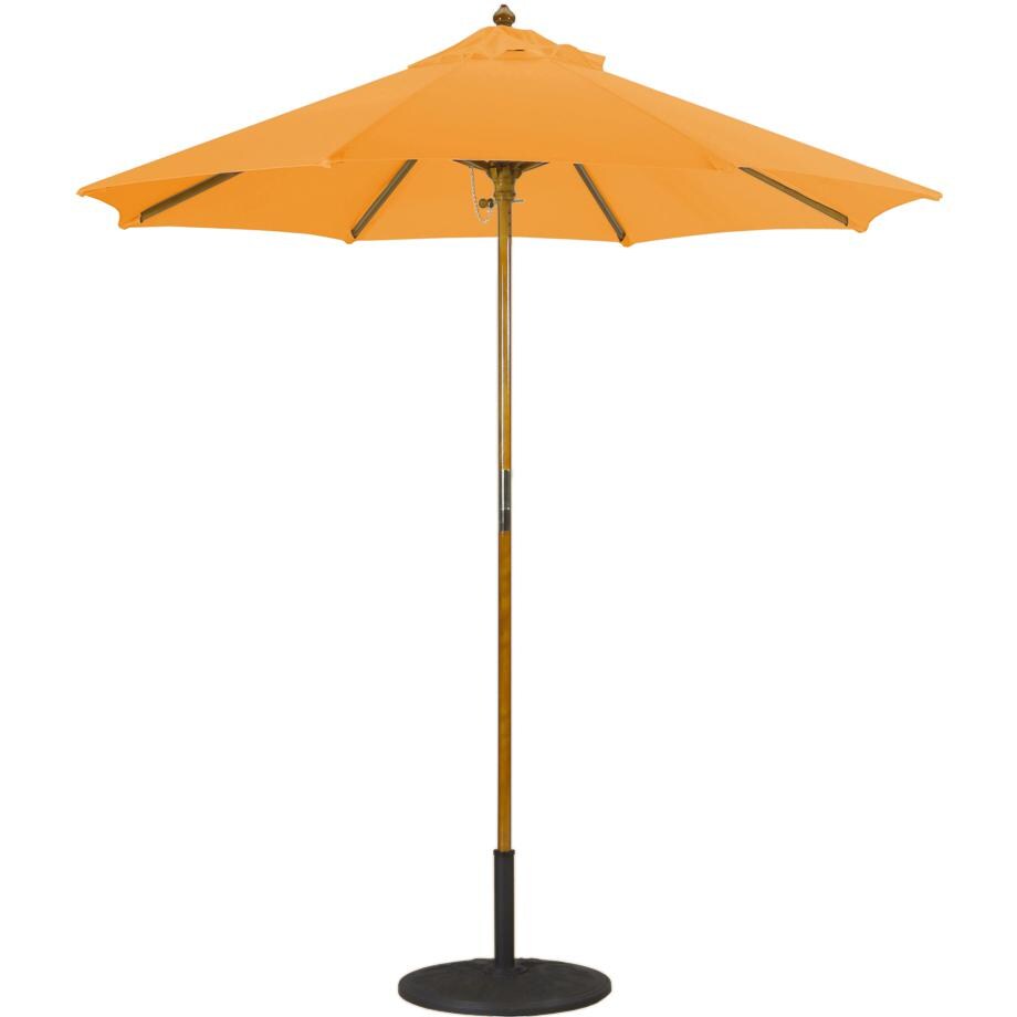 Galtech 7.5 Ft. Octagonal Hardwood Patio Market Umbrella W/ Push Lift - Light Wood W/ Sunbrella Canvas Tangerine Canopy