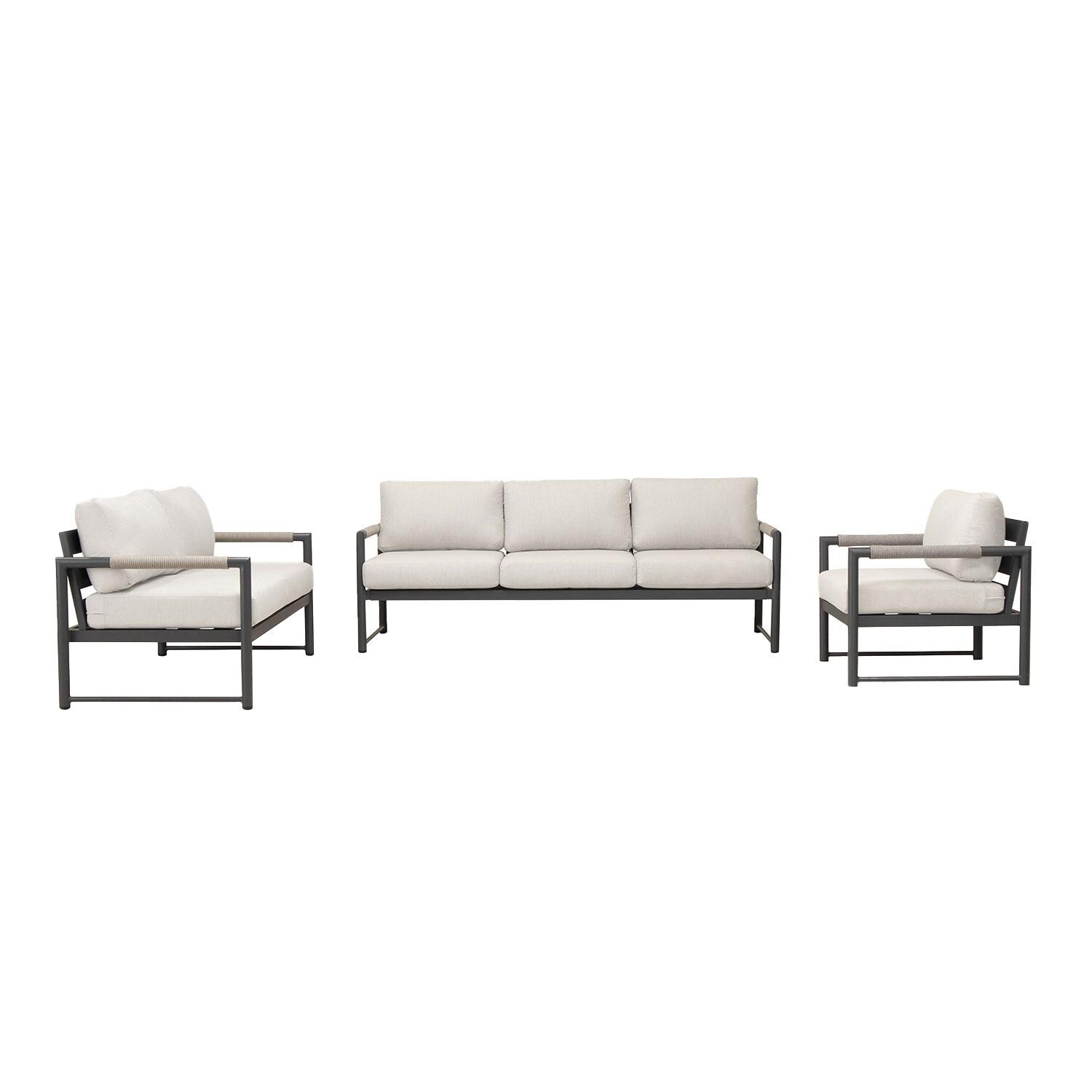 Lakeview AVEBAY-SL-PG-SET143-CS Avenue Bay Slate/Pebble Gray 3 Pc Sofa Loveseat Set - Cast Silver - Display - White Background thumbnail
