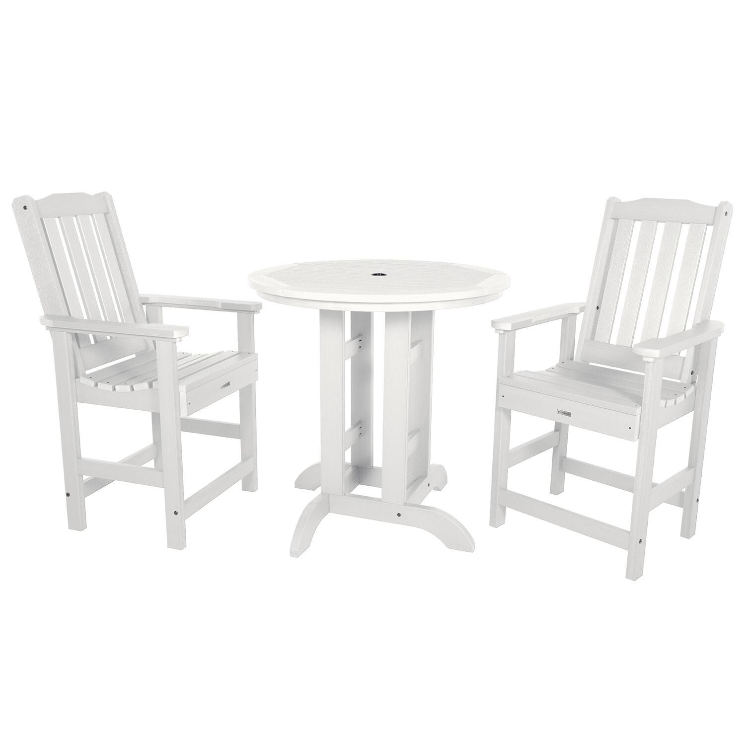 Hart Lane 3 Pc Recycled Plastic Round Counter Dining Set in White By Lakeview Outdoor Designs - White Background thumbnail