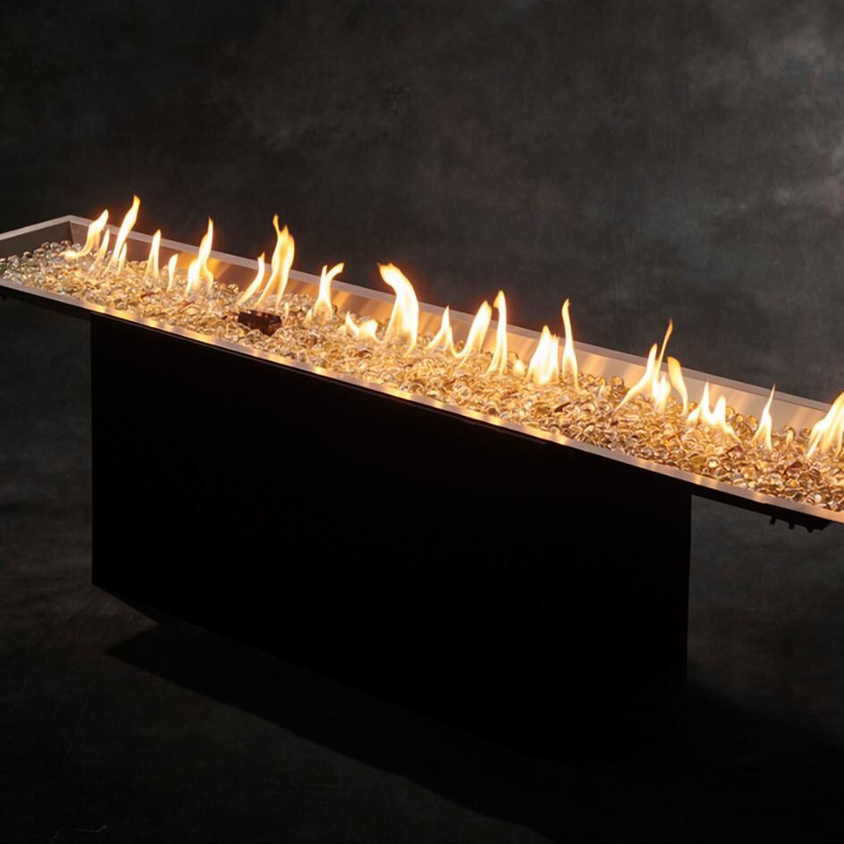 The Outdoor GreatRoom Company CFP1272 Crystal Fire Plus 72 Inch Drop-In Linear 125,000 BTU Propane Fire Pit Burner Kit - Stainless Steel - Low Flame - Detail thumbnail