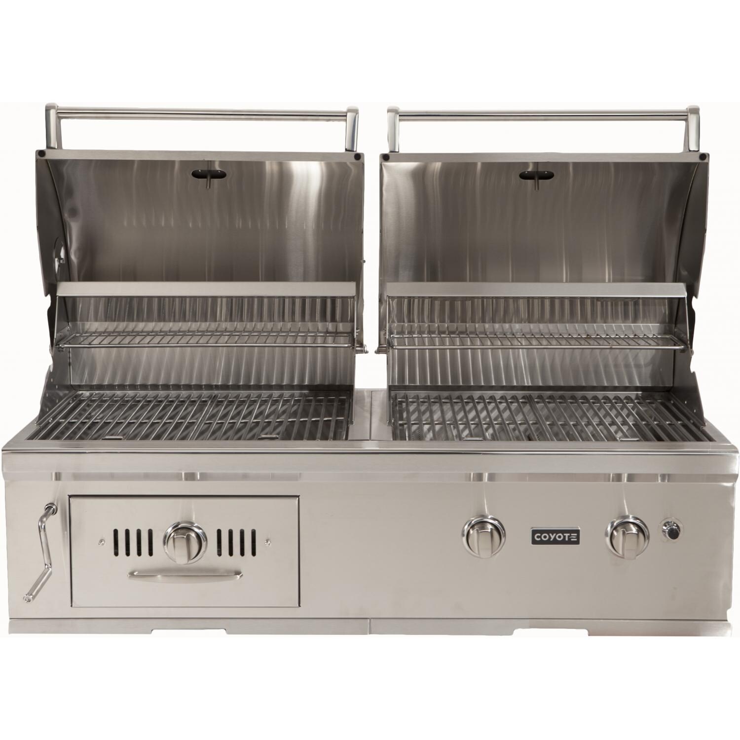 Coyote Centaur 50-Inch Propane Gas And Charcoal Hybrid Grill On Cart - Open thumbnail