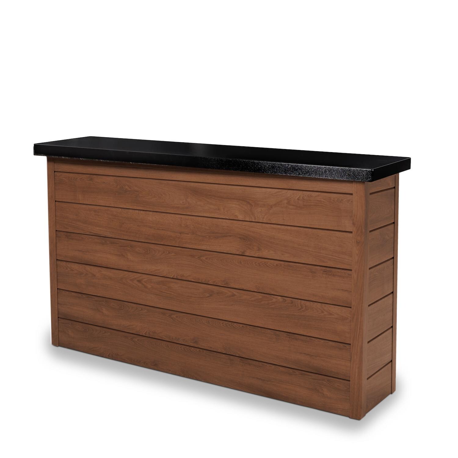 BBQGuys Signature 72 Inch 360 Degree Swivel Outdoor TV Lift Cabinet | Toffee w/ Black Aluminum - Angle - White Background thumbnail