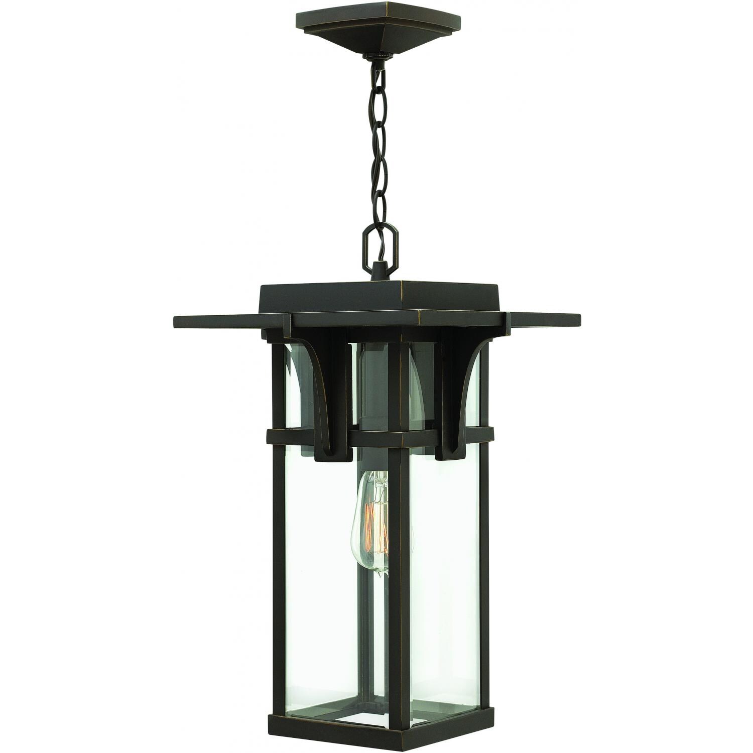 Hinkley Lighting Manhattan One Light 19-Inch Outdoor Hanging Lantern W/ Clear Glass - Oil Rubbed Bronze - 2322OZ
