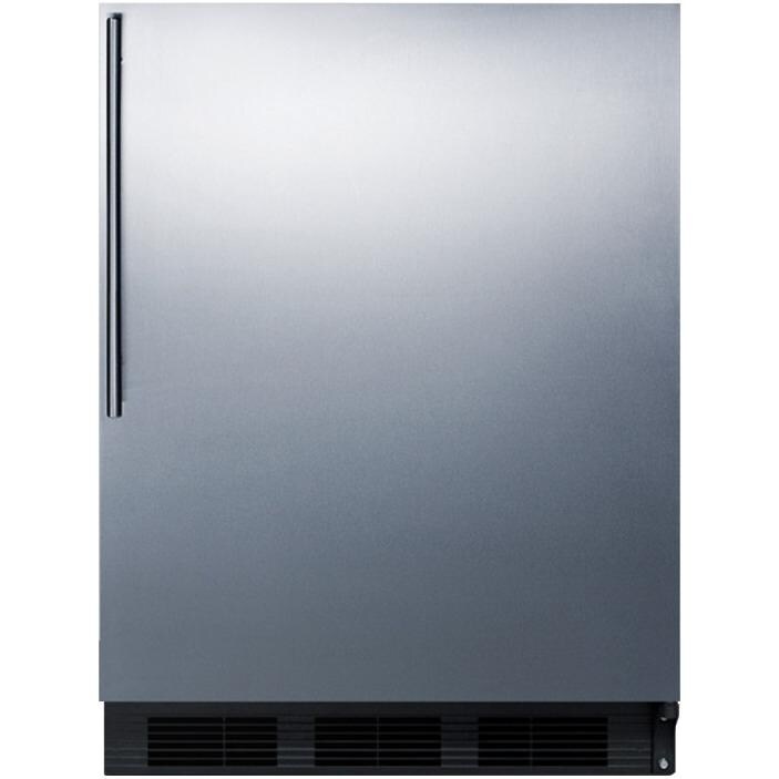Summit 24-Inch 5.5 Cu. Ft. ADA Compliant Compact Refrigerator With Professional Handle - Stainless Steel / Black Cabinet - FF63BBISSHVADA