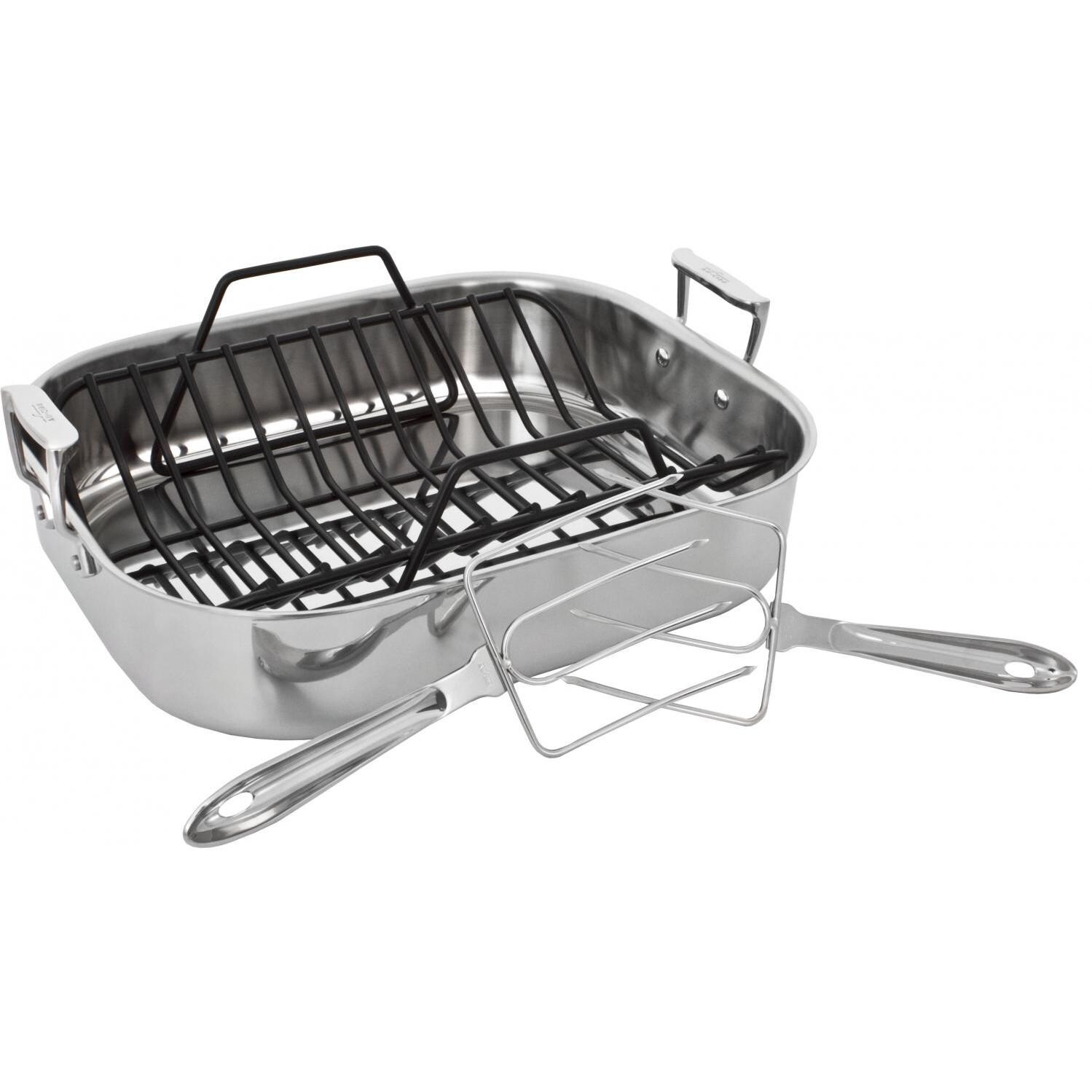 All-Clad Stainless Large Roti Pan With Rack & Turkey Forks