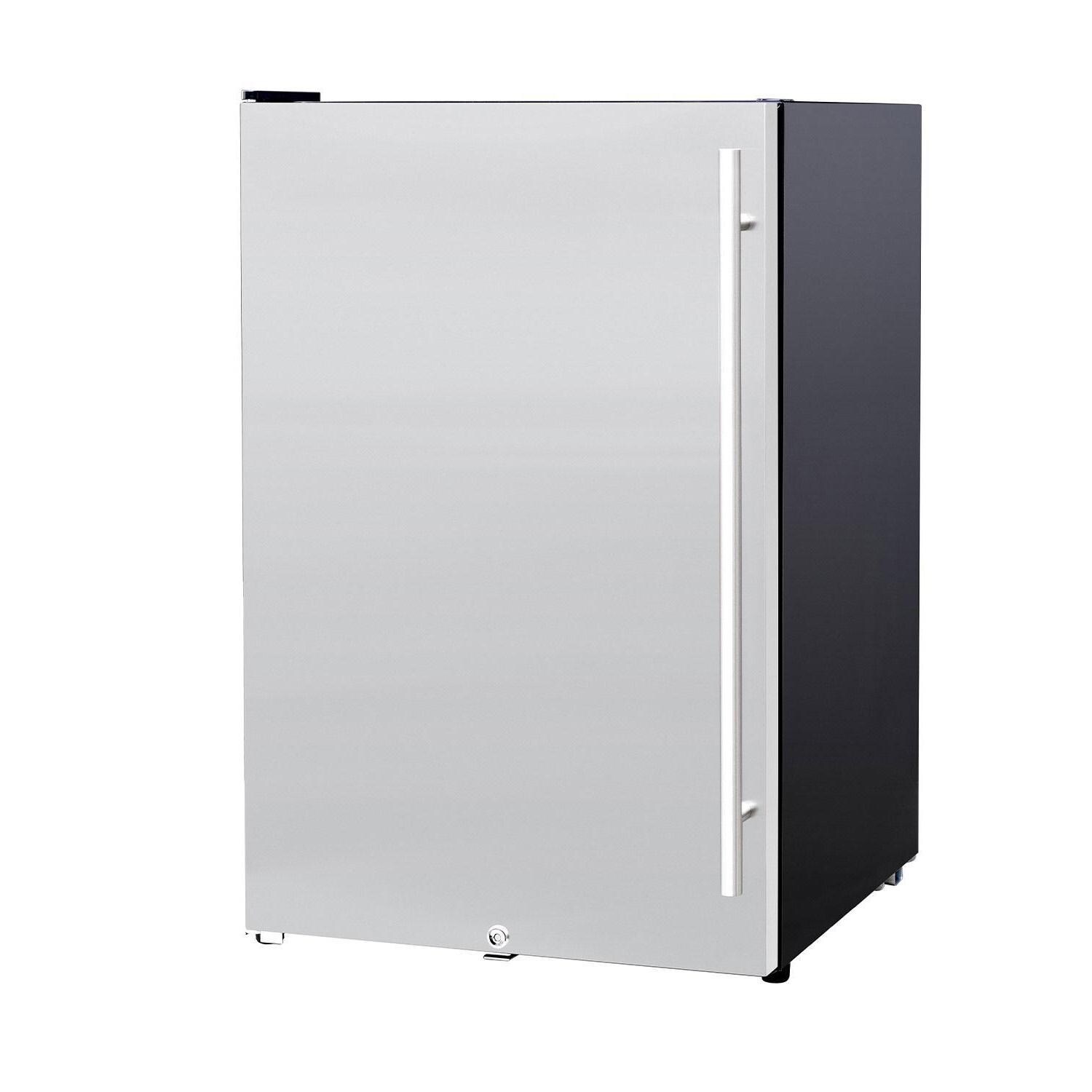 Summerset RFR-22D-R 22 Inch Left Hinge Deluxe Outdoor Approved Compact Refrigerator - Angled - White Background thumbnail