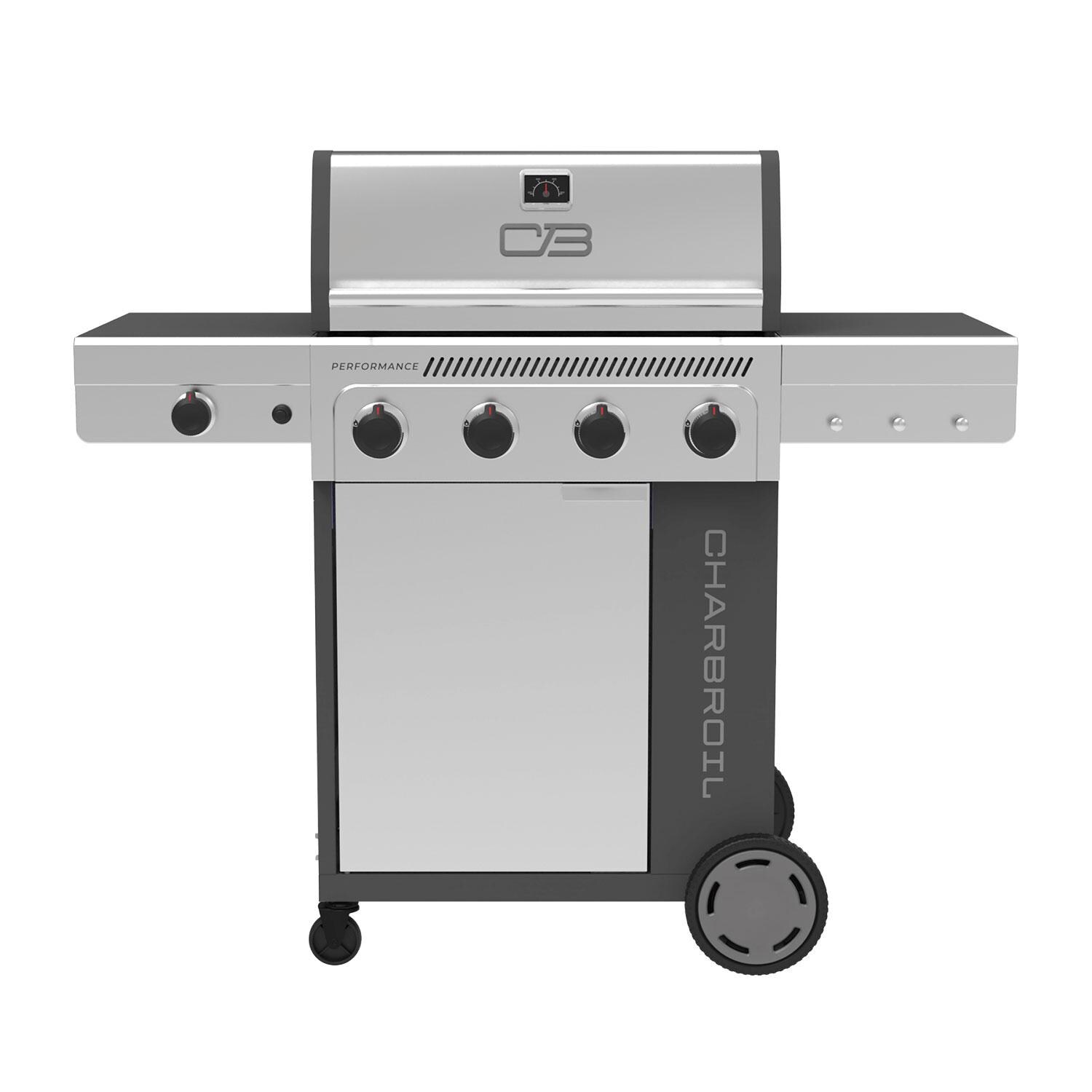 Charbroil 463348725 Performance Series 4-Burner Propane Grill Cabinet W/ Side Burner - Stainless Steel - Display - White Background thumbnail