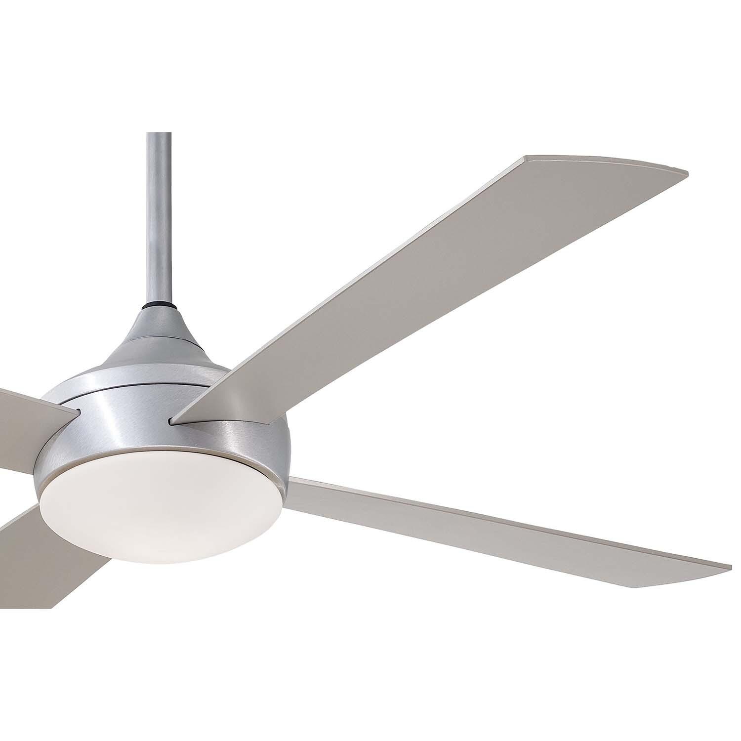 Minka-Aire F523L-ABD Aluma Wet 52-Inch 4-Blade LED Ceiling Fan in Brushed Aluminum Finish w/ Silver Blades & Etched Opal Glass - Blade Detail thumbnail