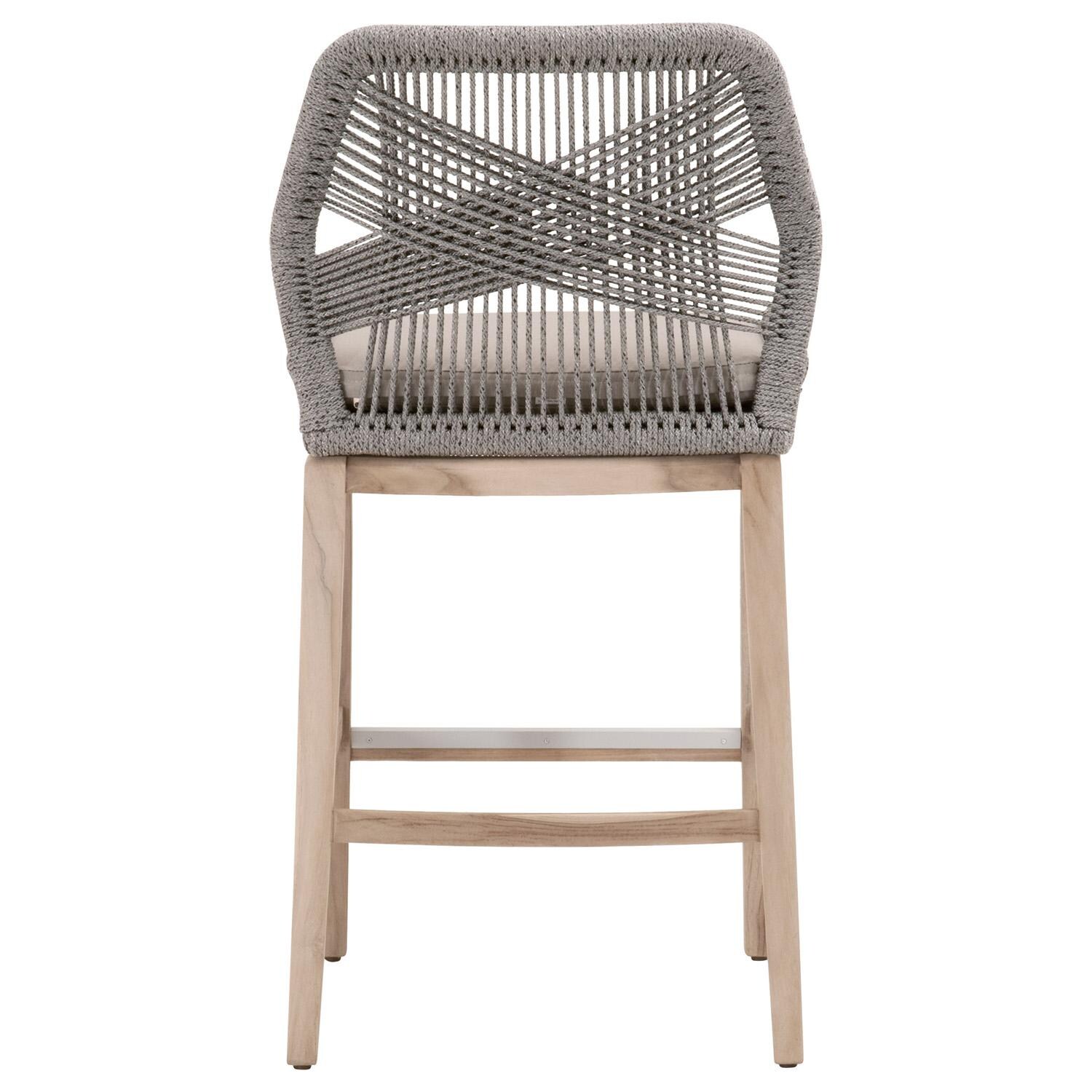 Lakeview Peninsula Way Woven Rope Bar Stool in Platinum - Back View thumbnail