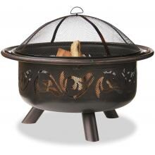 UniFlame 32 Inch Oil Rubbed Bronze Firebowl Fire Pit With Swirl Tree Design image